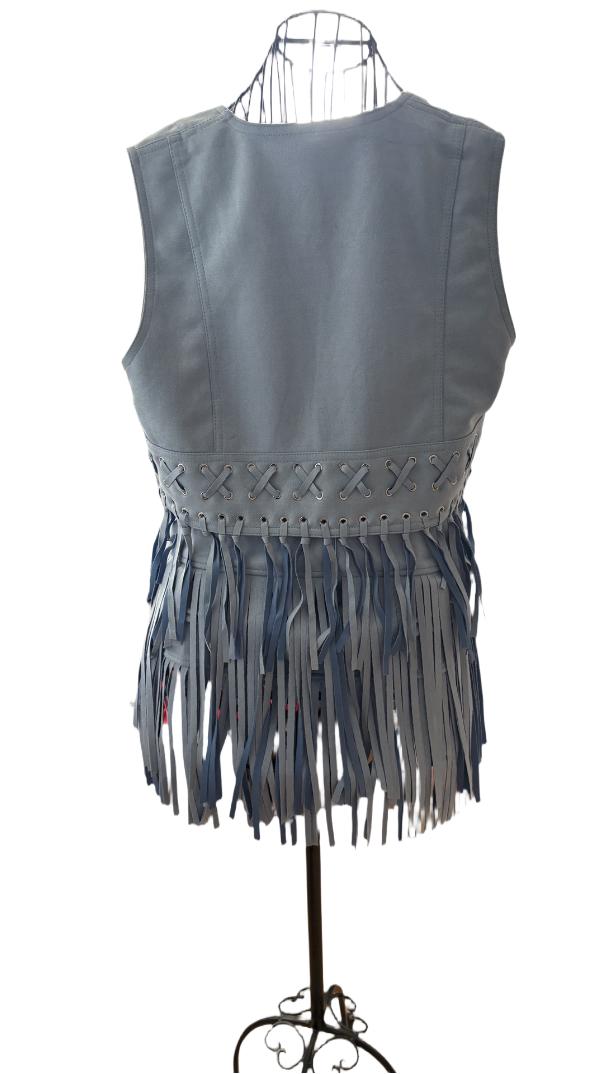 Boho Fringe Skirt and Gilet Set – Soft, Breathable & Stylish | Size M-L