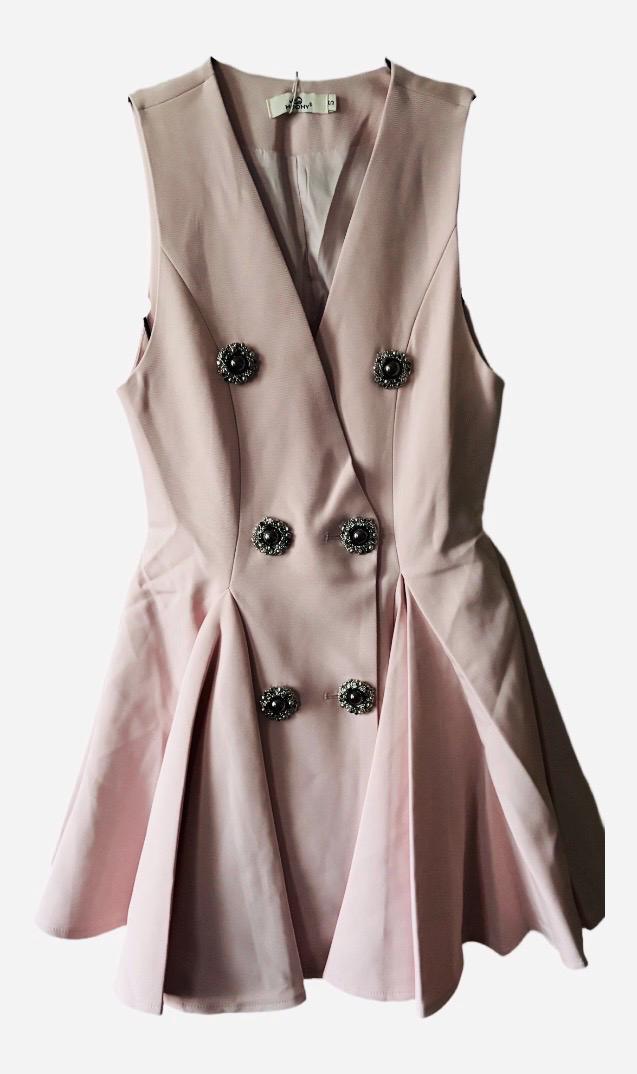 Vintage-Style Occasion Dress: Jewel Button Double-Breasted Party Dress