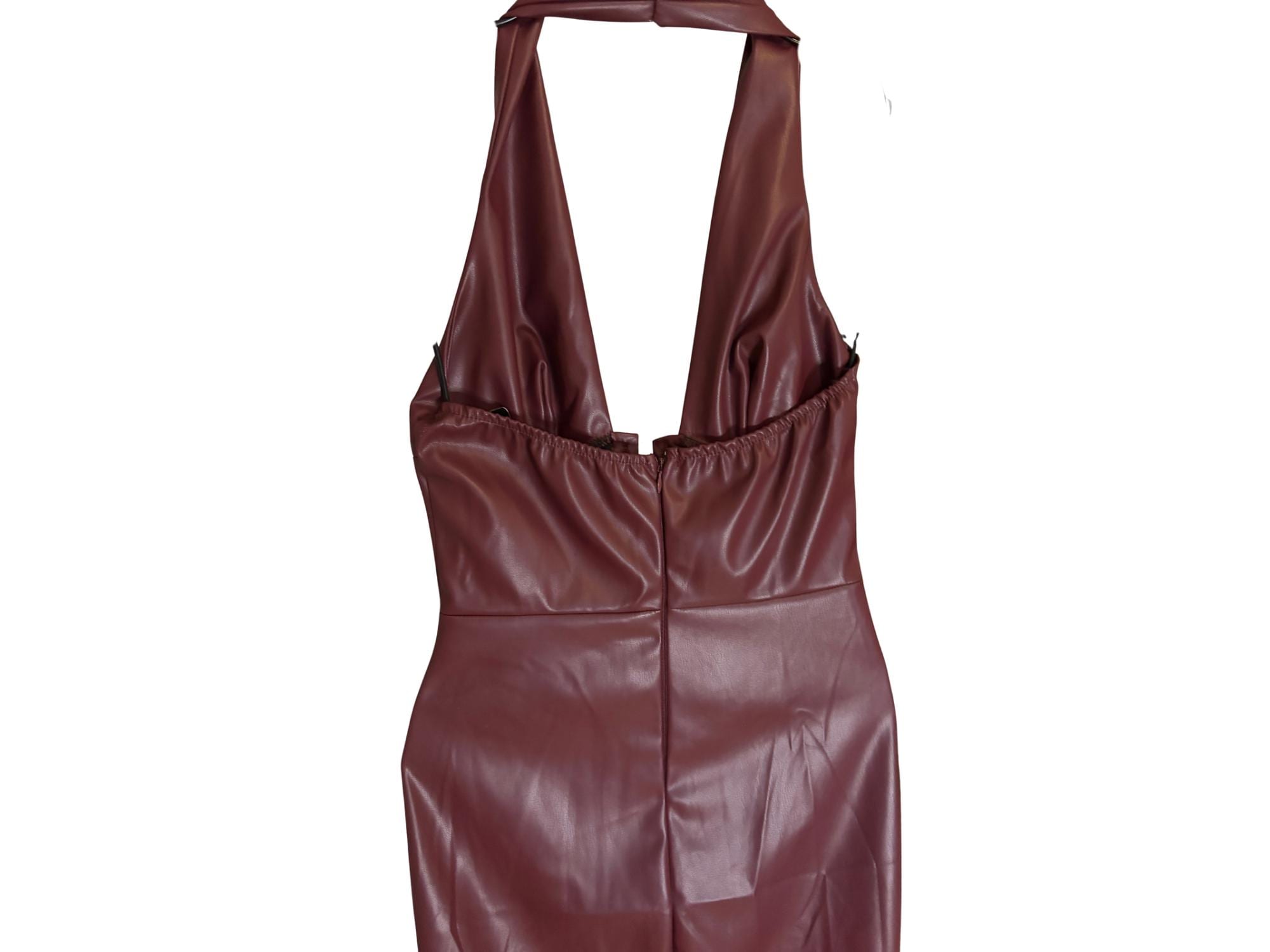 Faux Leather Bodycon Maxi Dress – Adjustable Bust & Back Slit