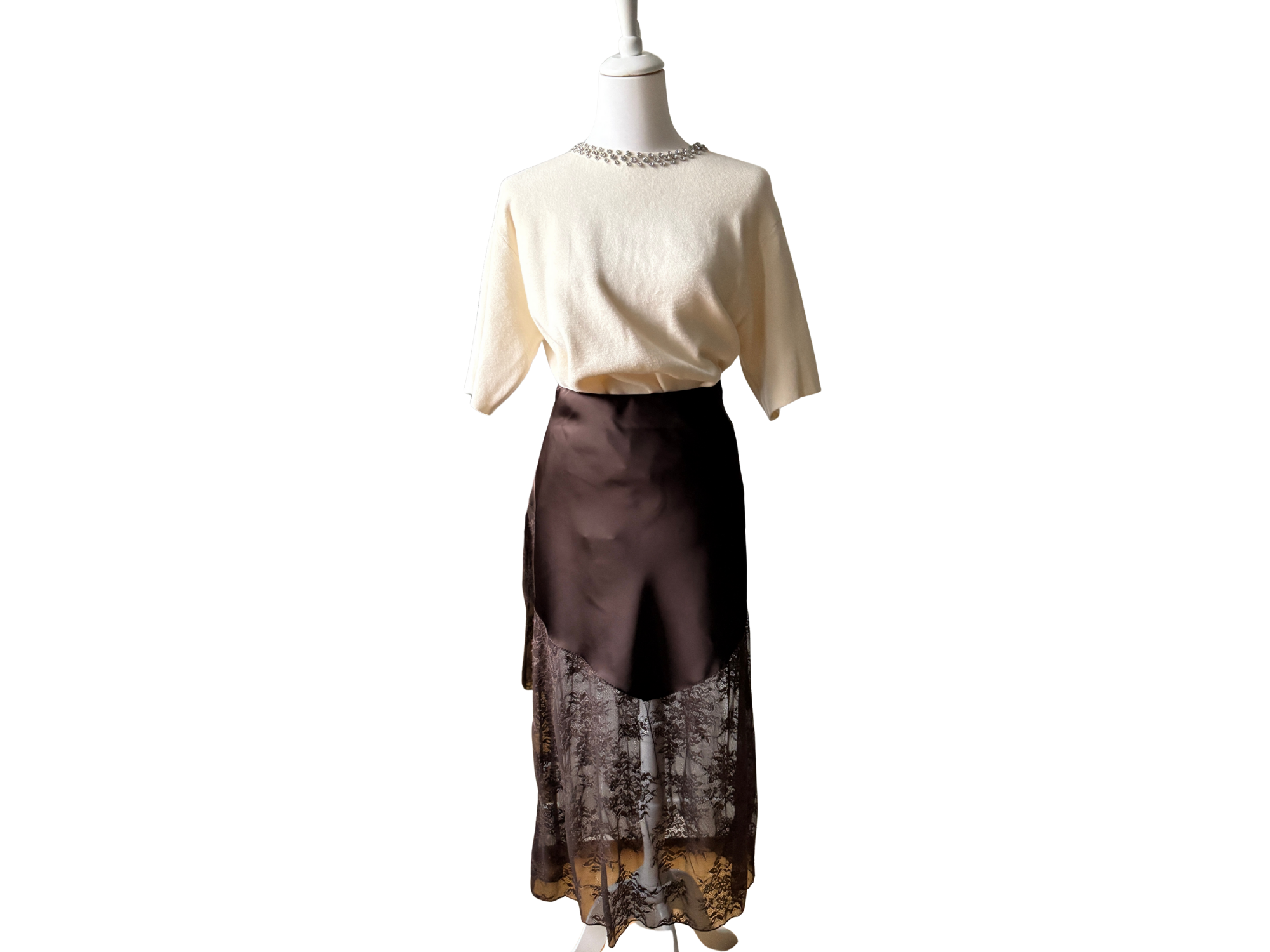 Cecile Satin & Lace Skirt