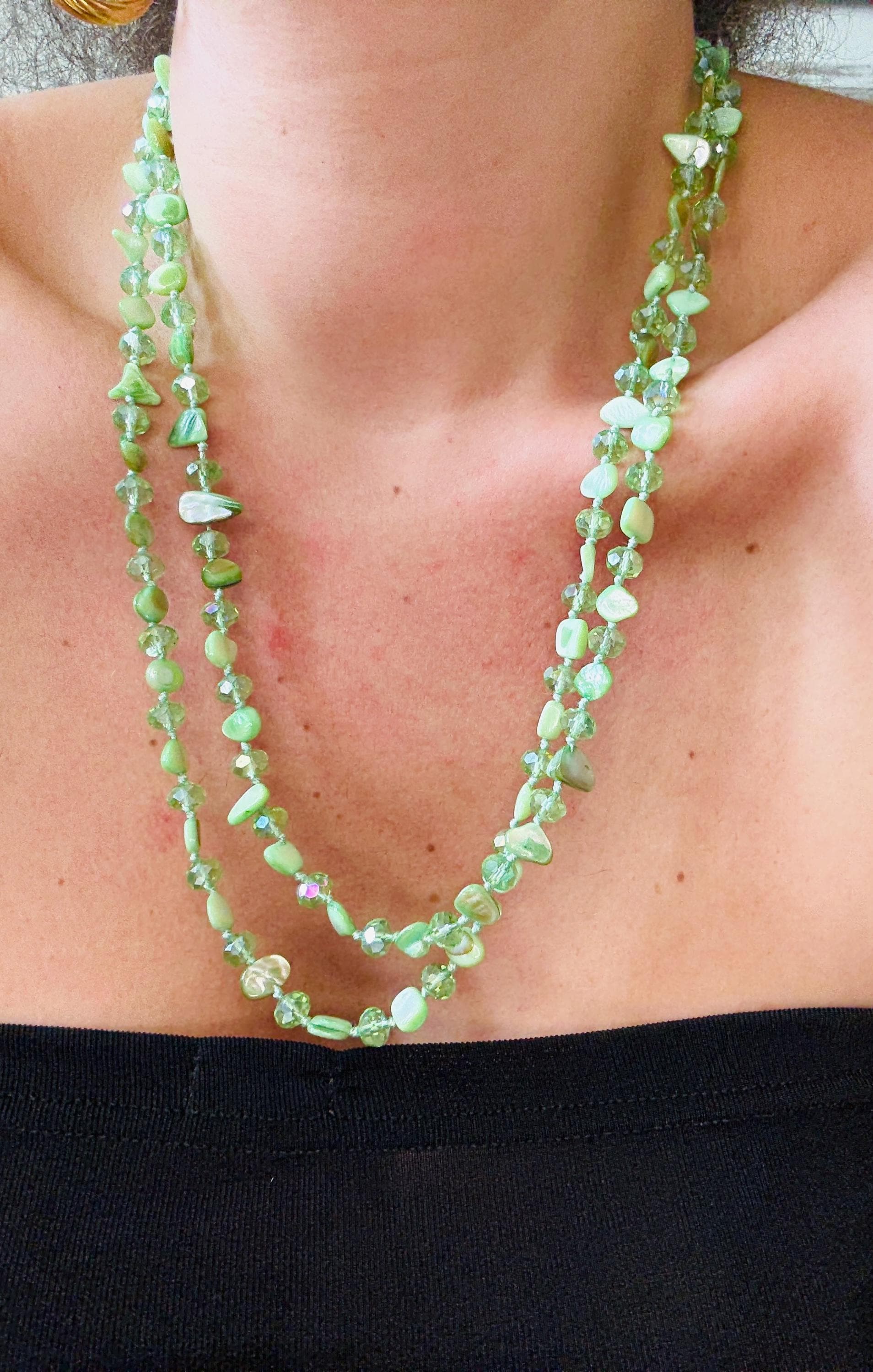 Handmade Mother of Pearl & Glass Bead Multi-Way Necklace - 62.5cm