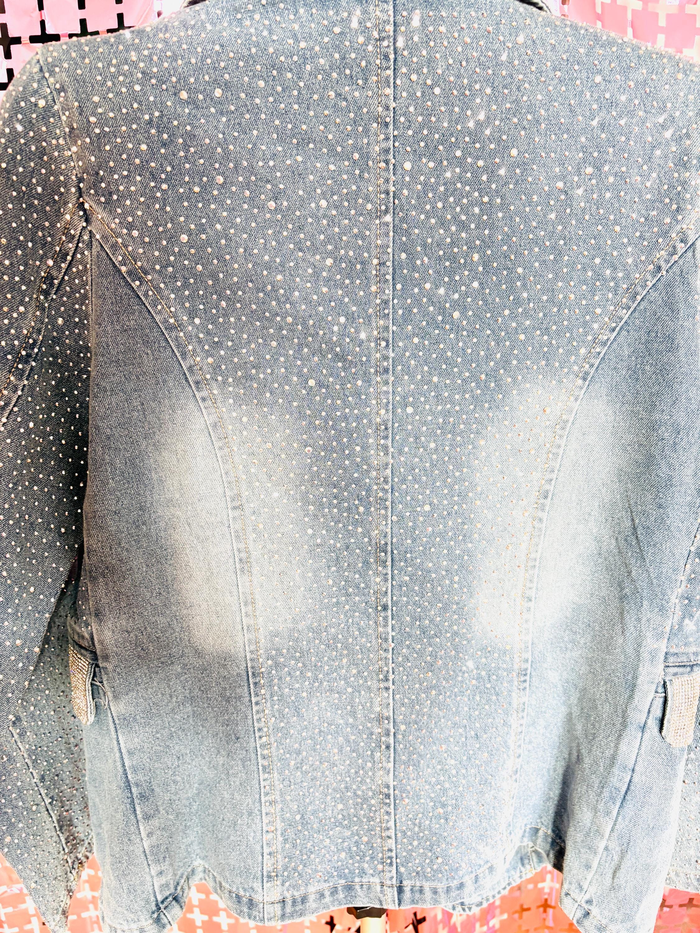 Oversized Rhinestone Denim Jacket – One Size Fits All | Statement Sparkle