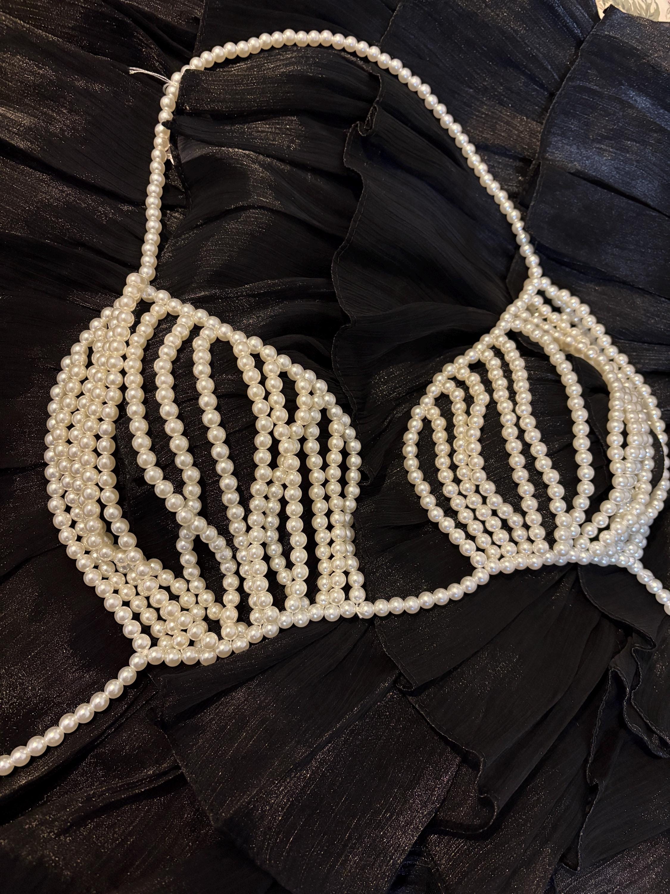 Beaded top bra with cream pearls