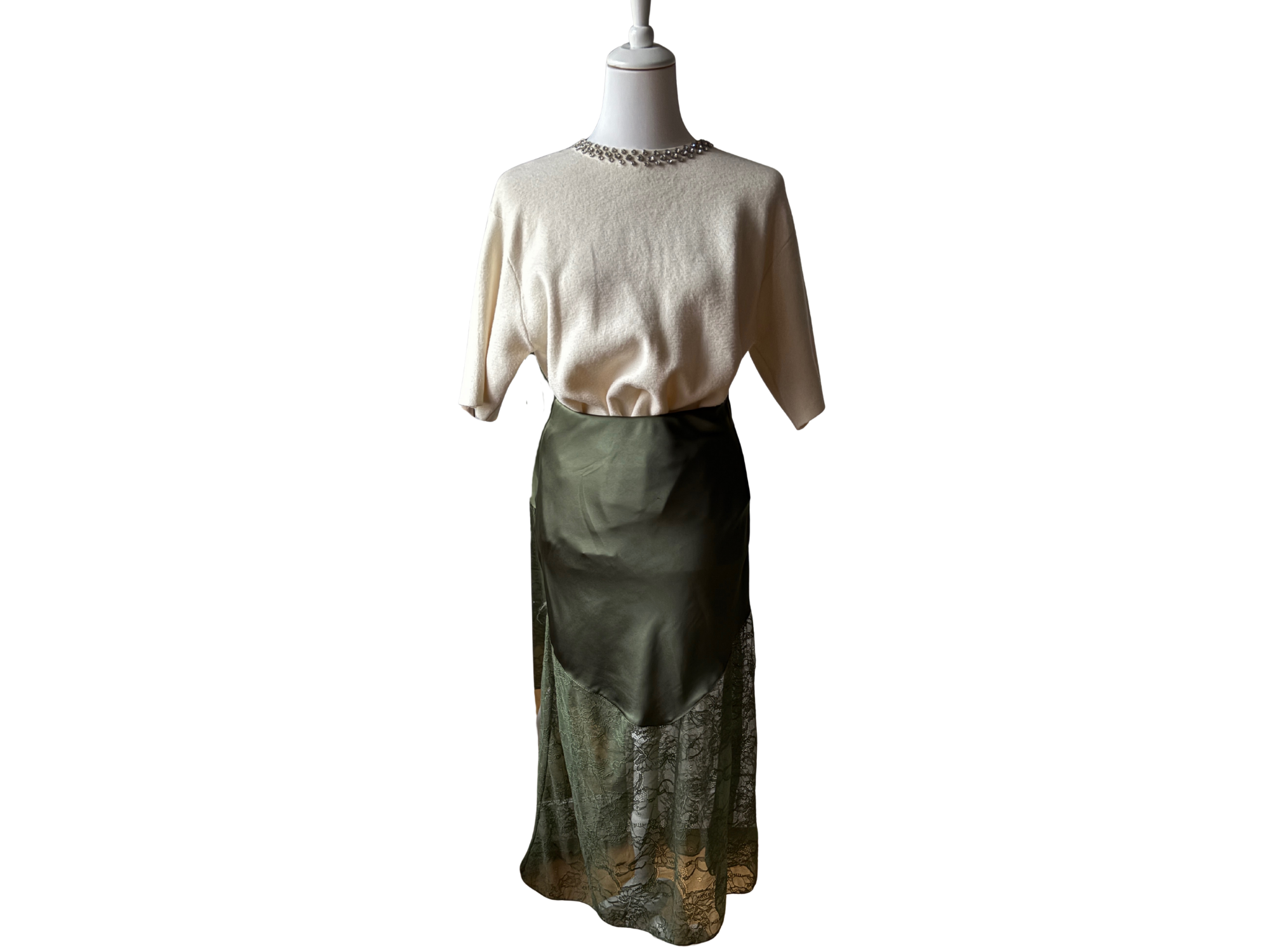 Cecile Satin & Lace Skirt