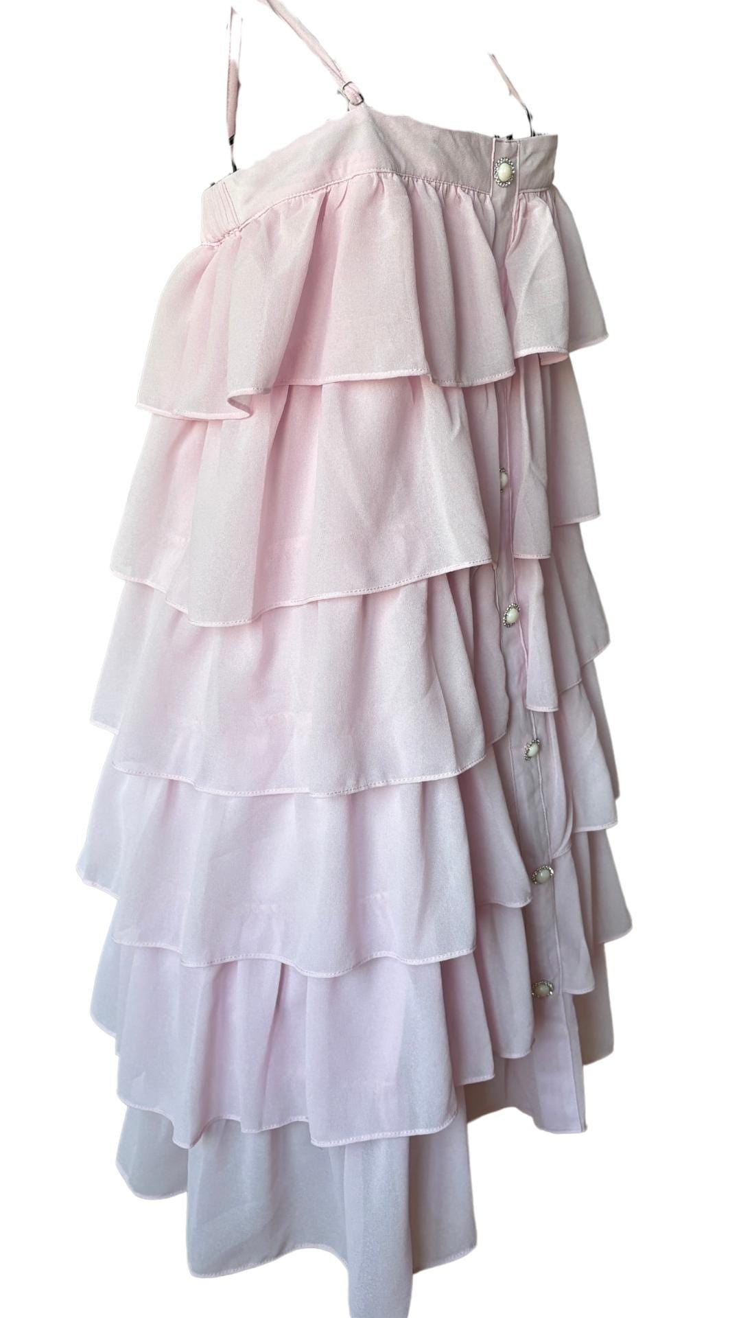 Vintage Ruffle Dream Dress – Pastel Pink or Yellow | S-M & M-L Sizes | EU 42 Max