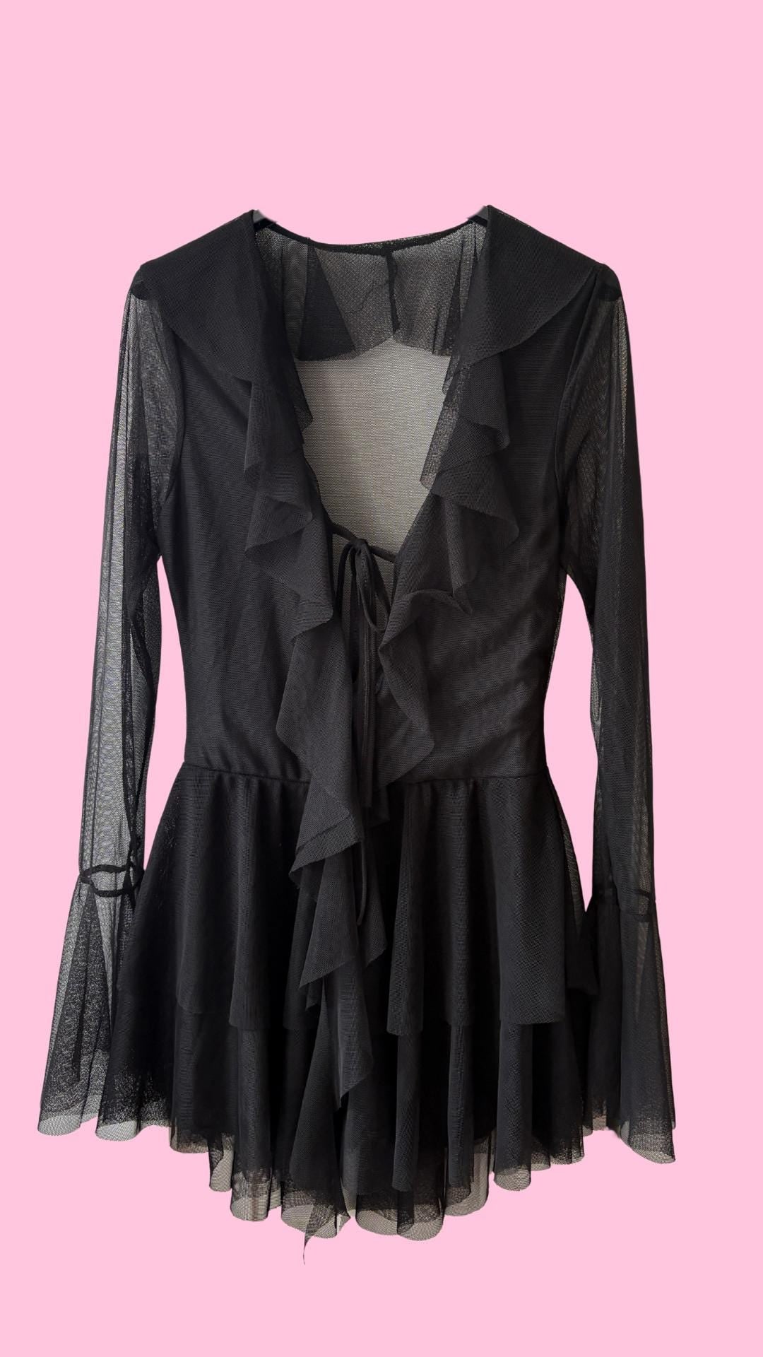 Whimsical Ruffle Mesh Dress – Made in Italy – One Size Fits Up to EU 42 – Available in Yellow, Violet & Mint Green