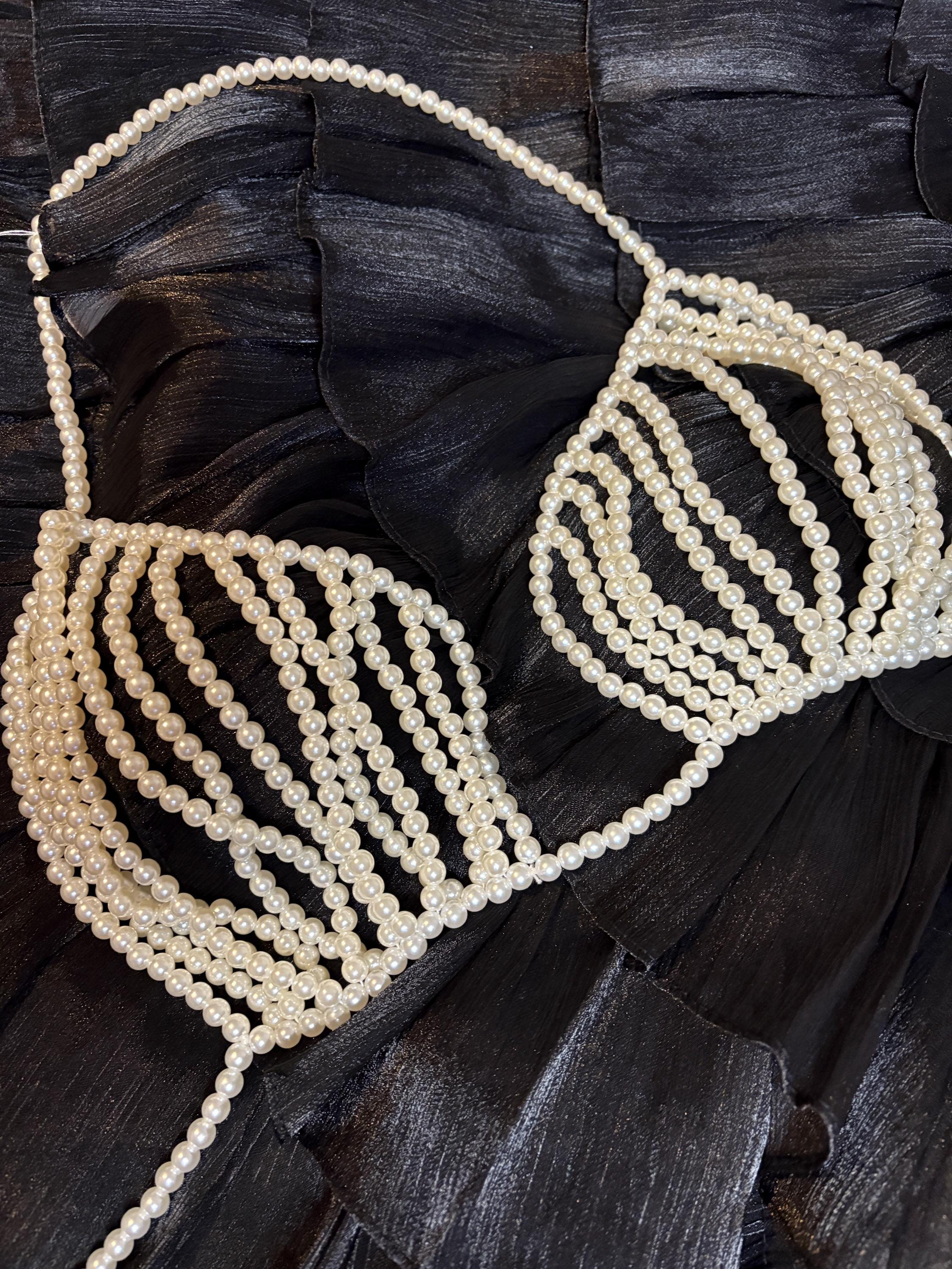 Beaded top bra with cream pearls