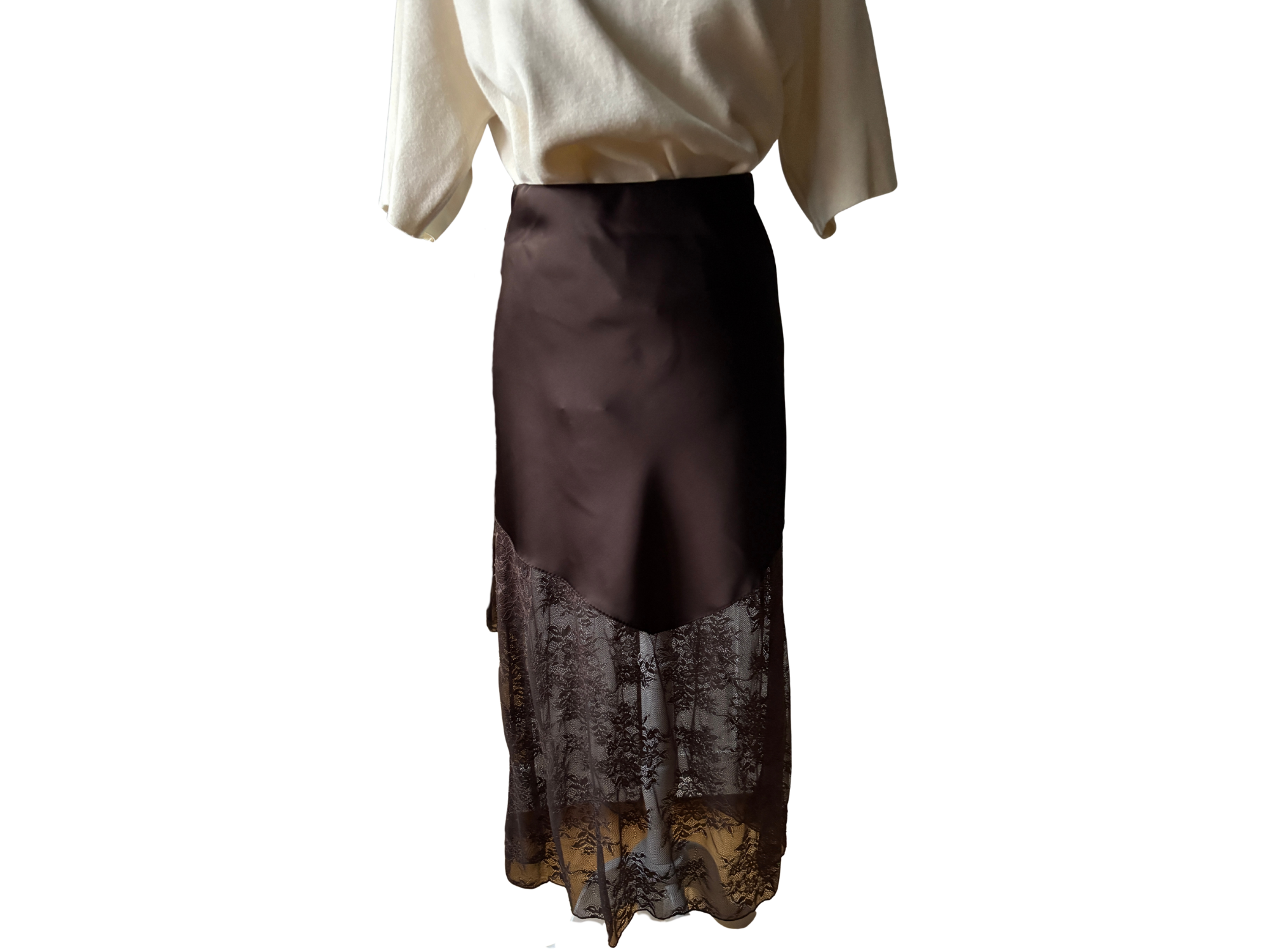 Cecile Satin & Lace Skirt