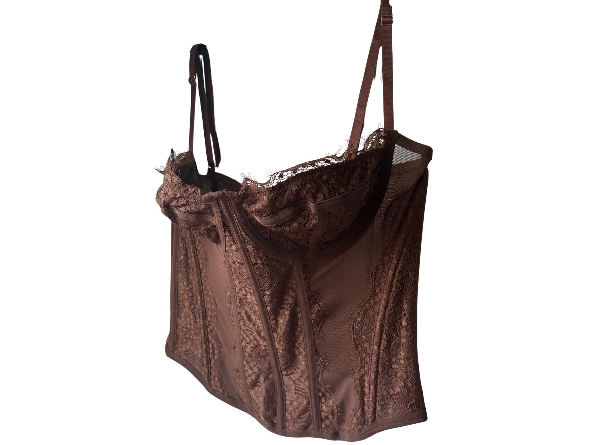 SAMIRA CORSET -Lace Corset Top – Dark Green, Purple & Tobacco