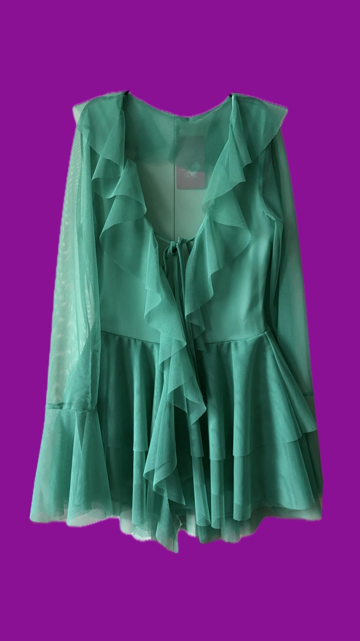 Whimsical Ruffle Mesh Dress – Made in Italy – One Size Fits Up to EU 42 – Available in Yellow, Violet & Mint Green