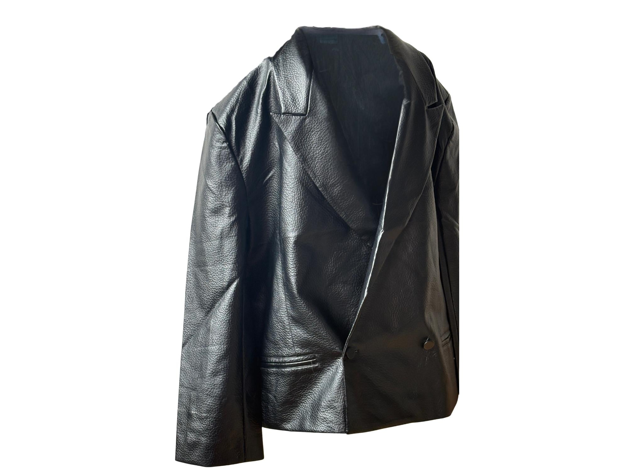 Oversized Faux Leather Jacket – One Size, Vintage Inspired Blazer Style