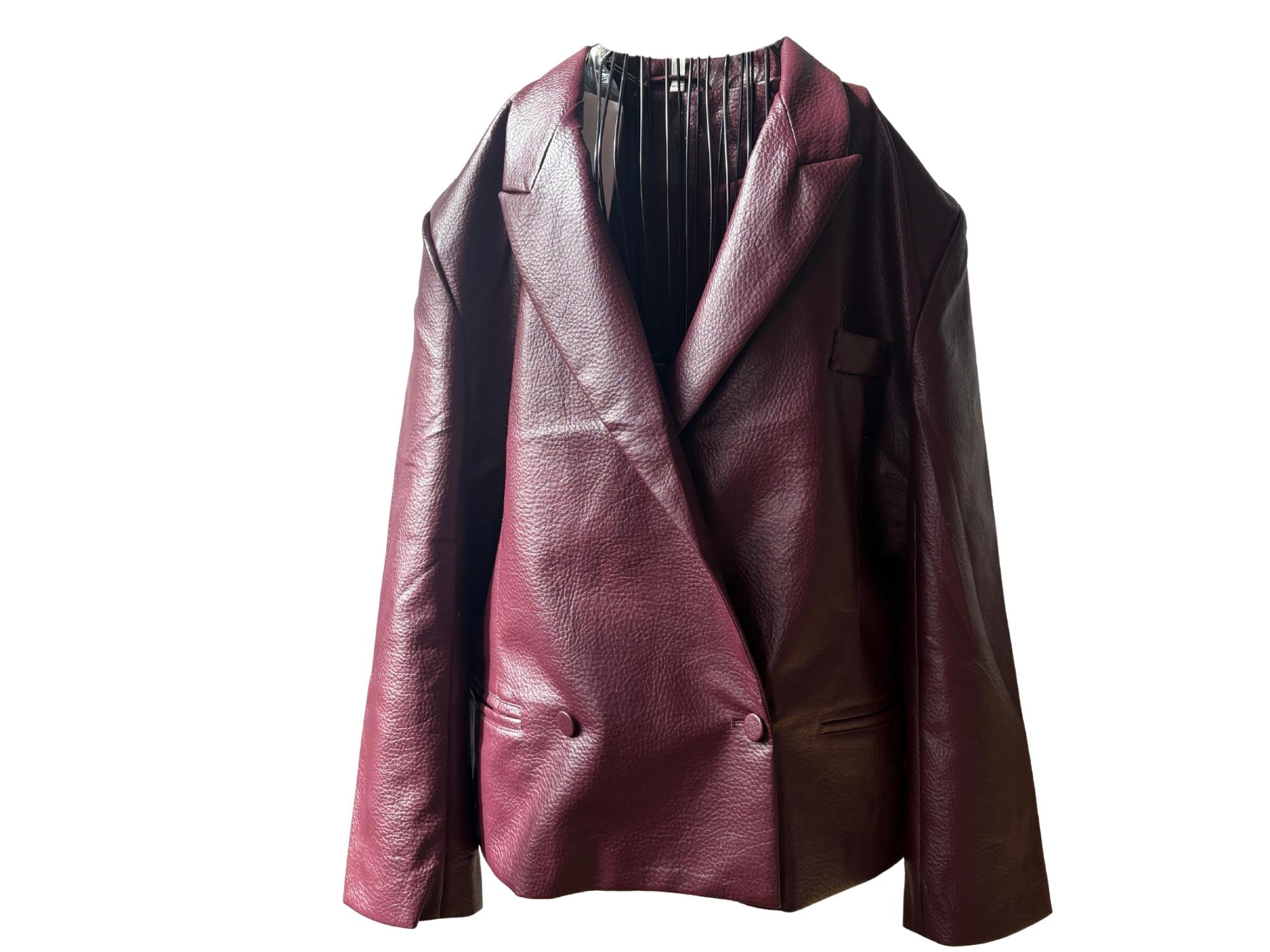 Oversized Faux Leather Jacket – One Size, Vintage Inspired Blazer Style