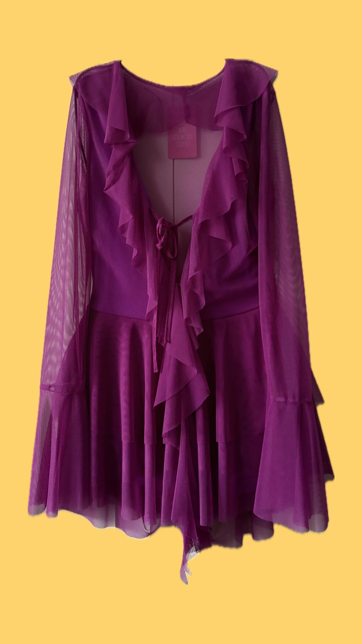 Whimsical Ruffle Mesh Dress – Made in Italy – One Size Fits Up to EU 42 – Available in Yellow, Violet & Mint Green