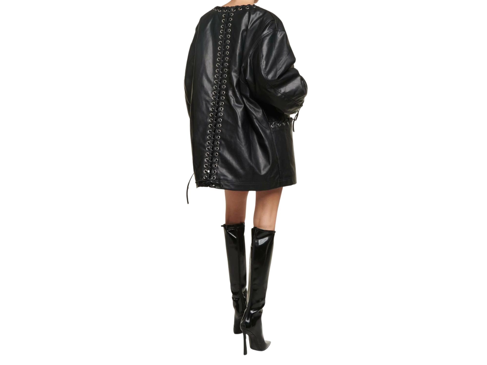 Faux Leather Eyelet Detail Jacket