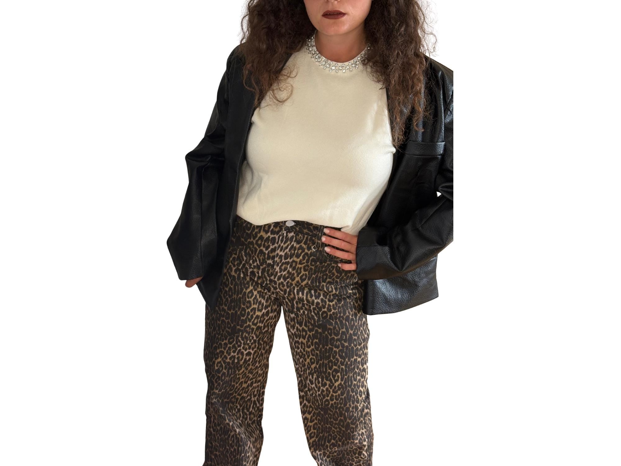 Leopard Print Denim Pants – XS to L