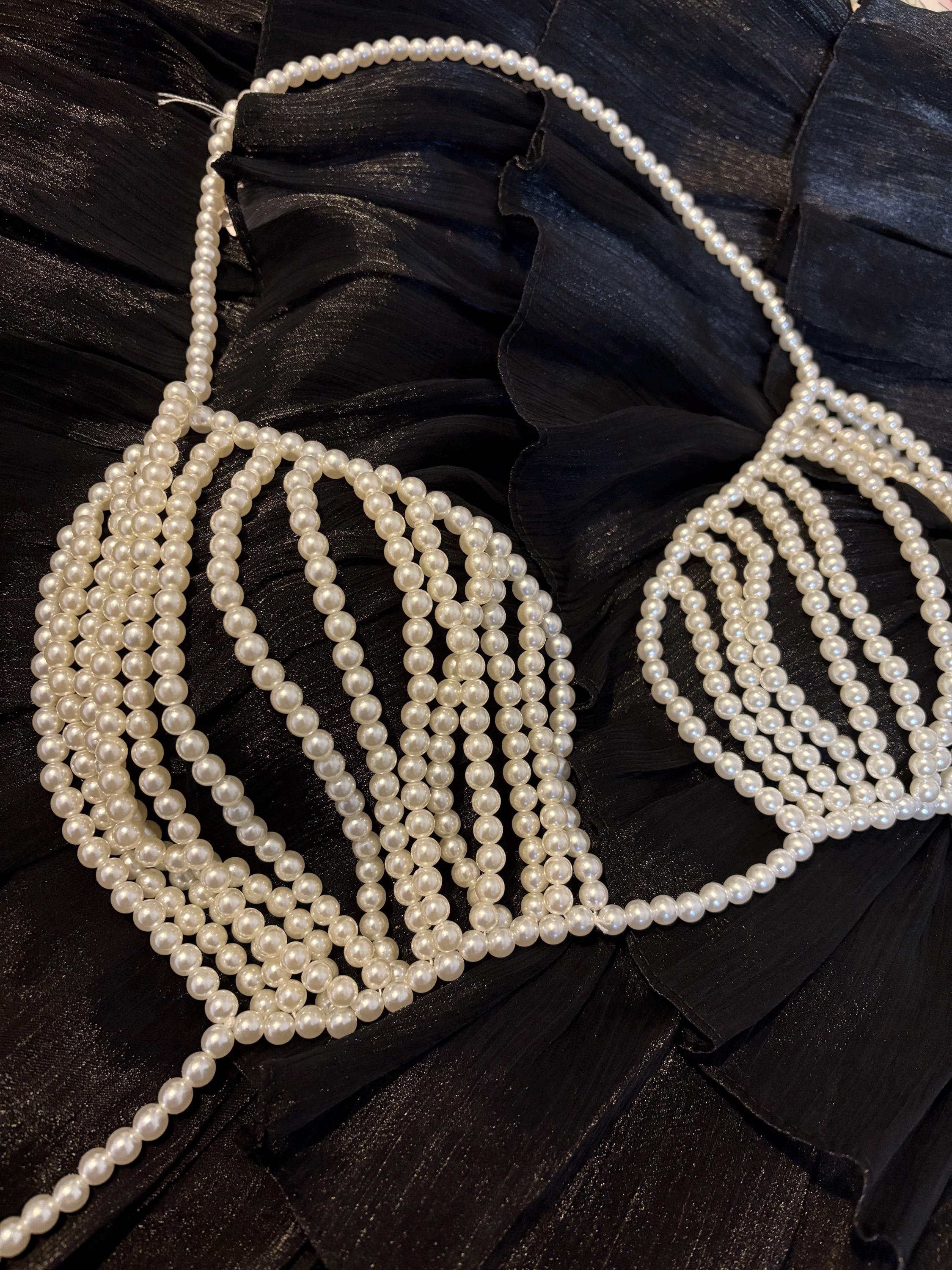 Beaded top bra with cream pearls