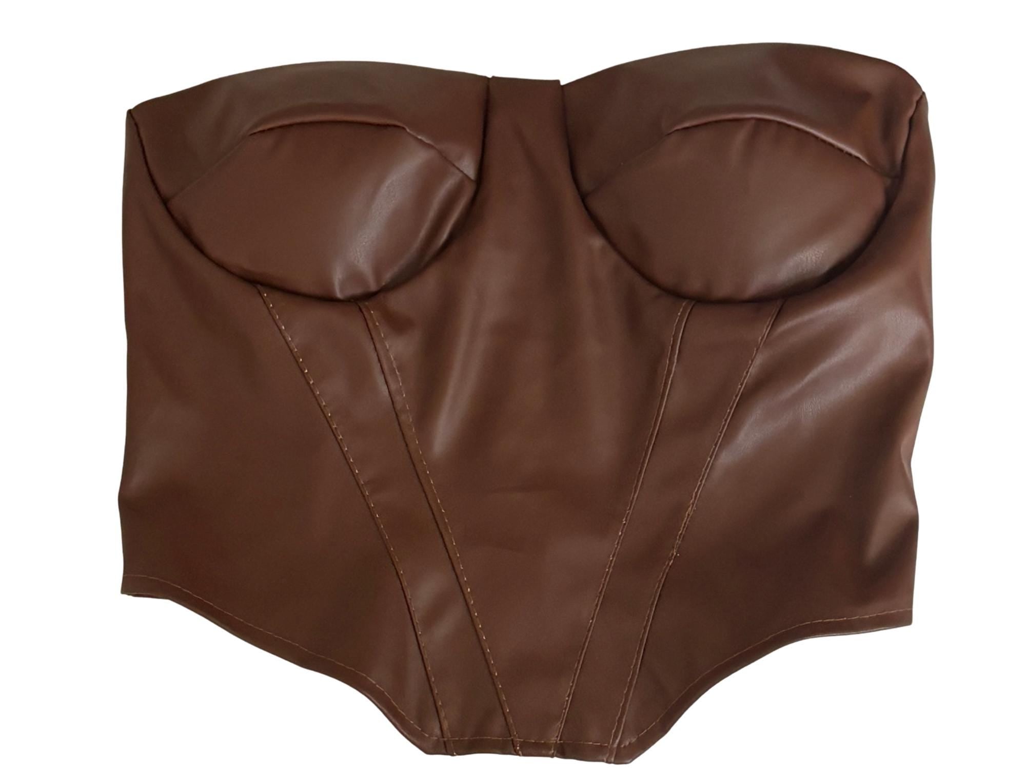 Faux Leather Corset Top – Back Zipper Closure