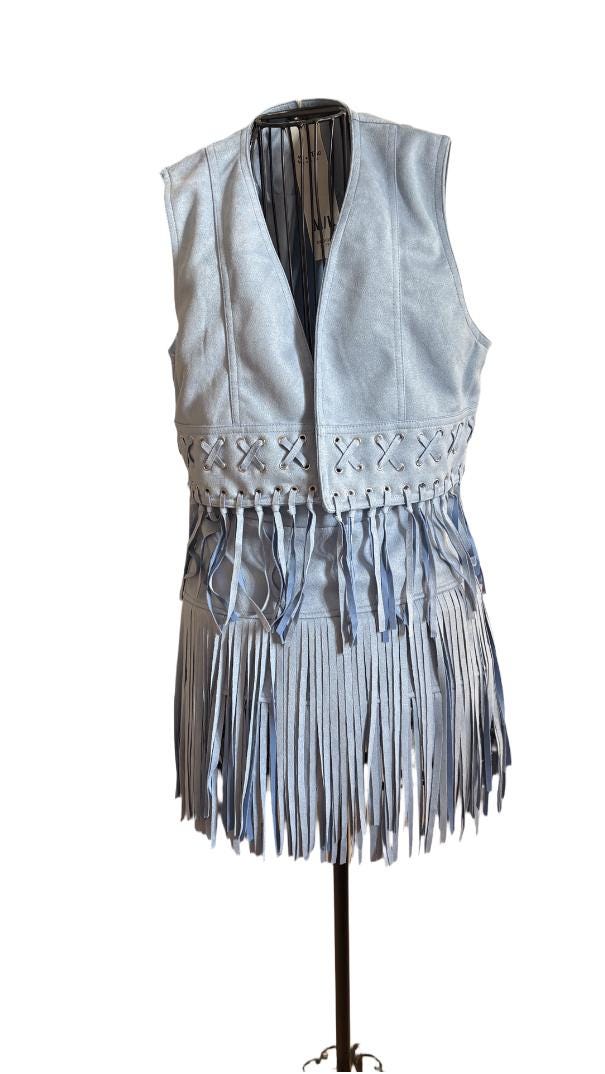 Boho Fringe Skirt and Gilet Set – Soft, Breathable & Stylish | Size M-L