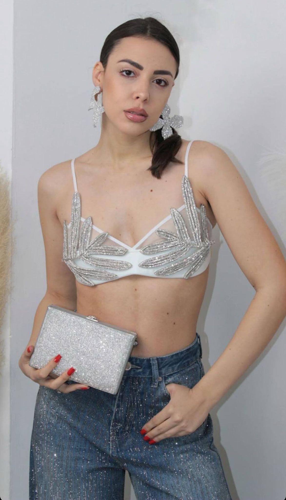 Rhinestone Bralette – One Size - Sparkling style