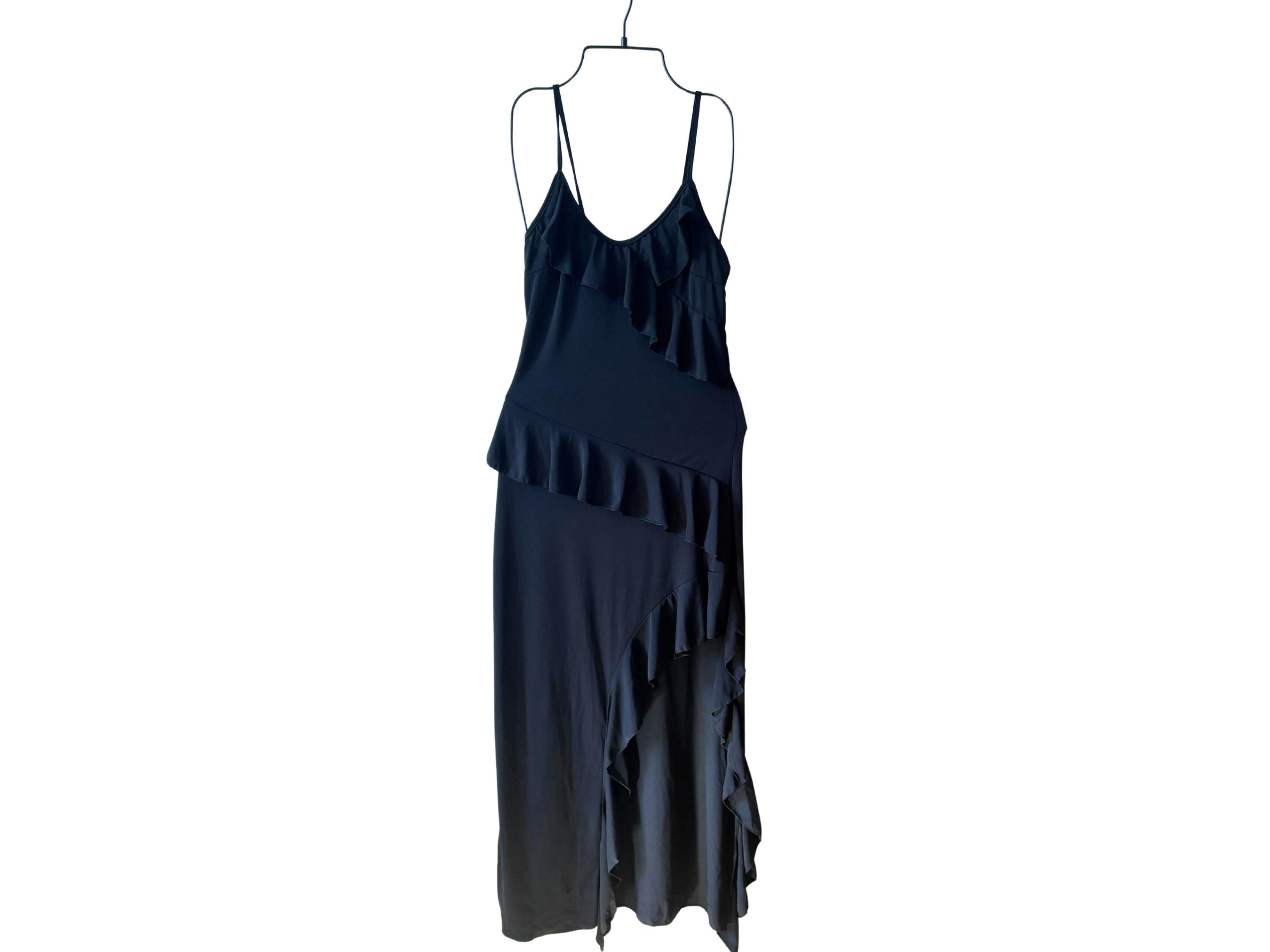 Long Ruffled Dress with Side Slit – One Size
