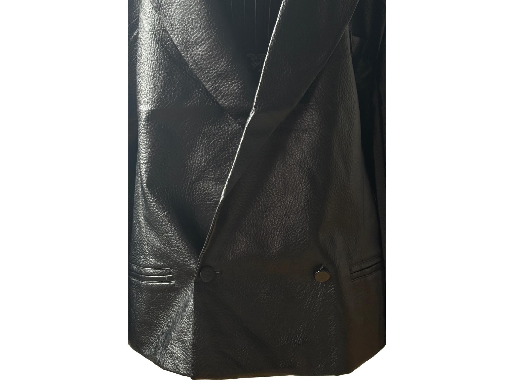 Oversized Faux Leather Jacket – One Size, Vintage Inspired Blazer Style