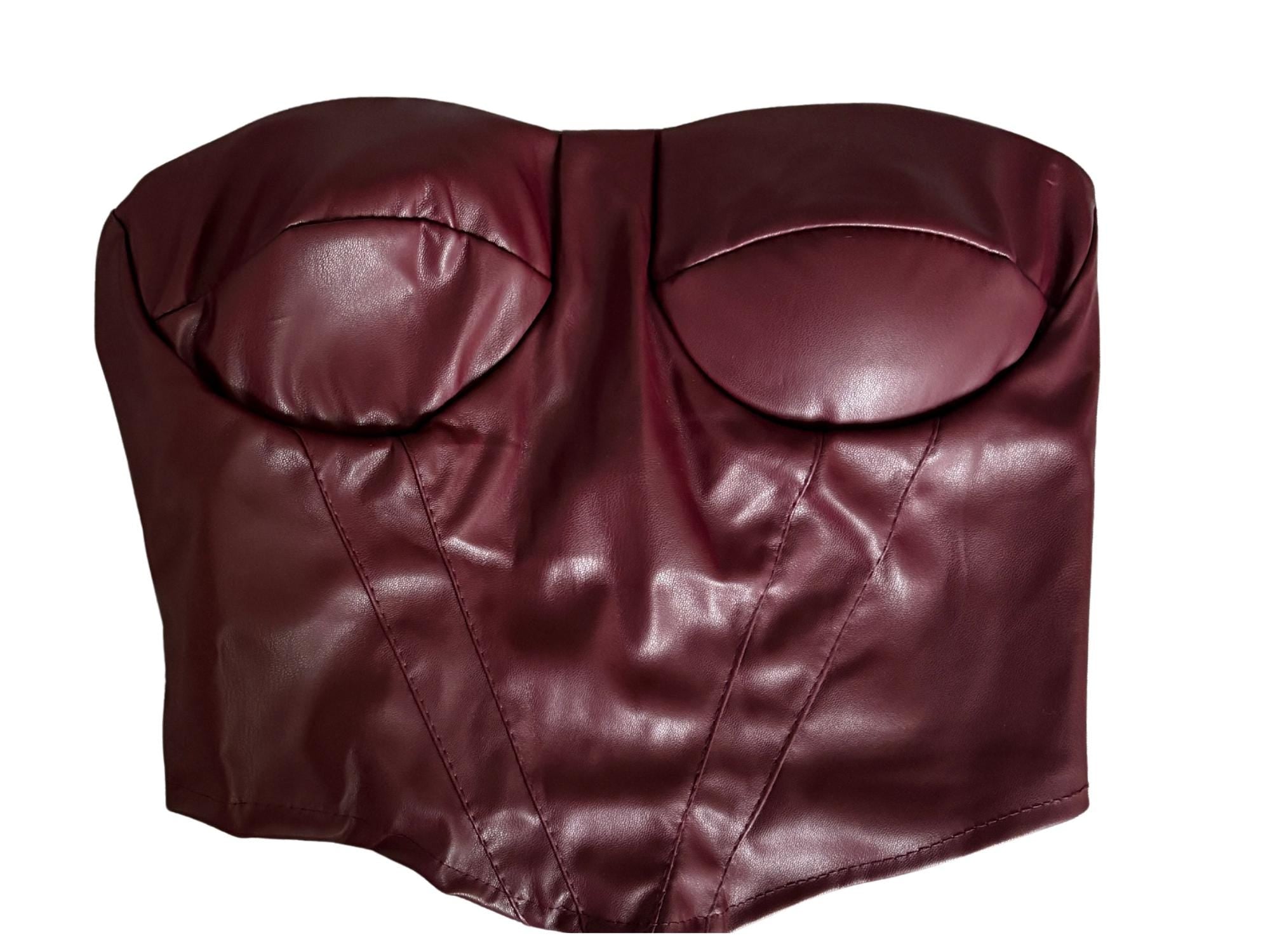 Faux Leather Corset Top – Back Zipper Closure