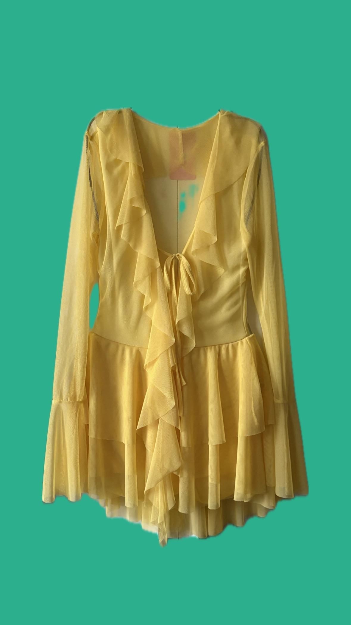 Whimsical Ruffle Mesh Dress – Made in Italy – One Size Fits Up to EU 42 – Available in Yellow, Violet & Mint Green