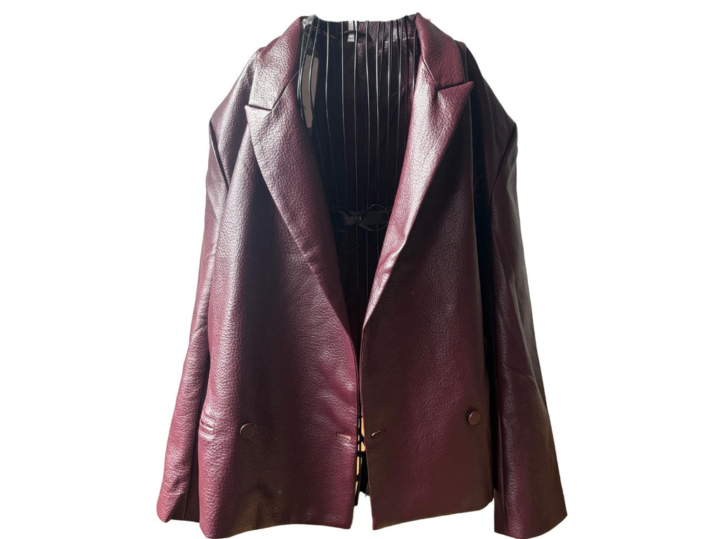 Oversized Faux Leather Jacket – One Size, Vintage Inspired Blazer Style