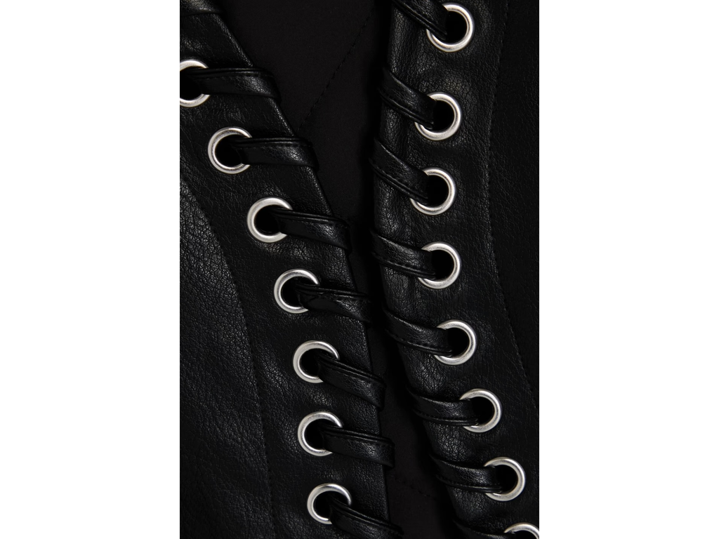Faux Leather Eyelet Detail Jacket