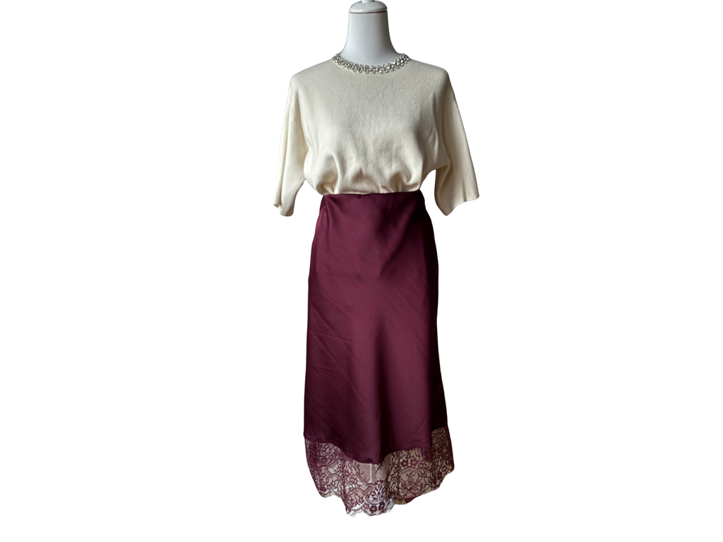 Cayenne Satin & Lace Skirt