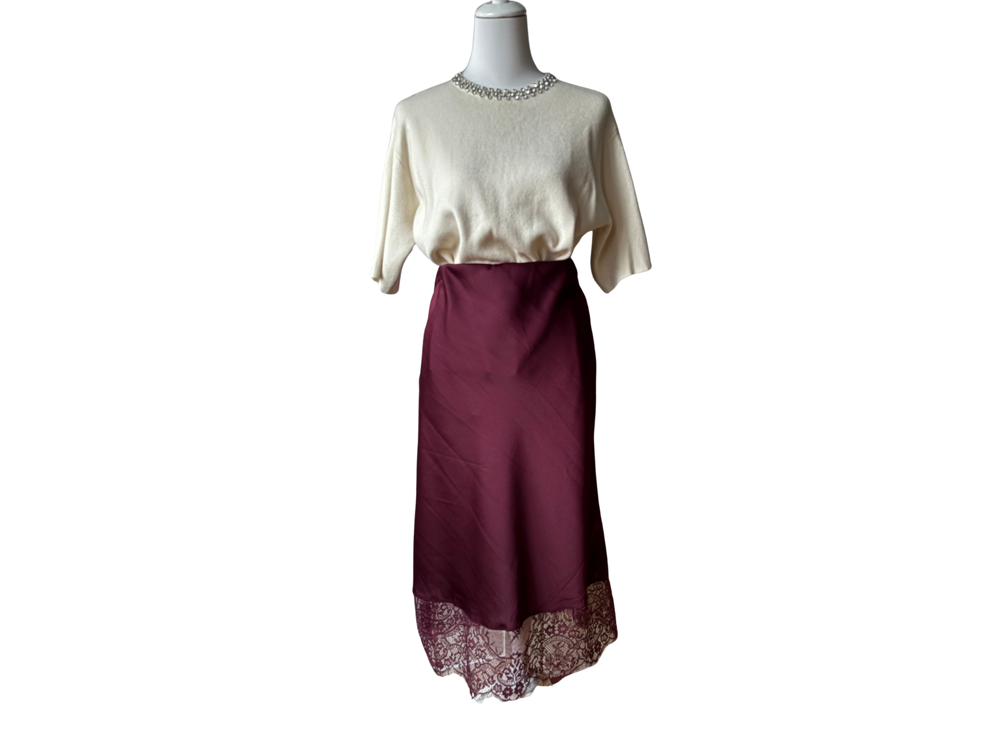 Cayenne Satin & Lace Skirt