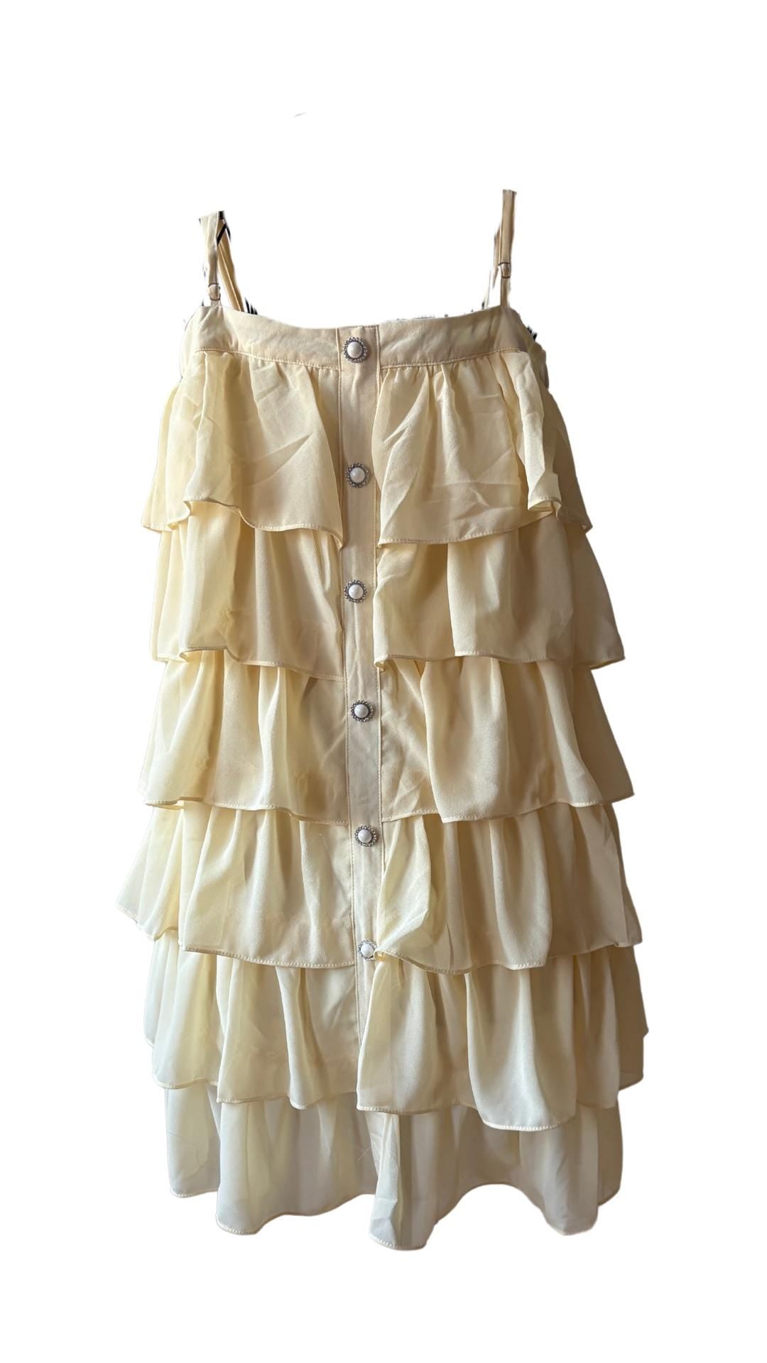 Vintage Ruffle Dream Dress – Pastel Pink or Yellow | S-M & M-L Sizes | EU 42 Max