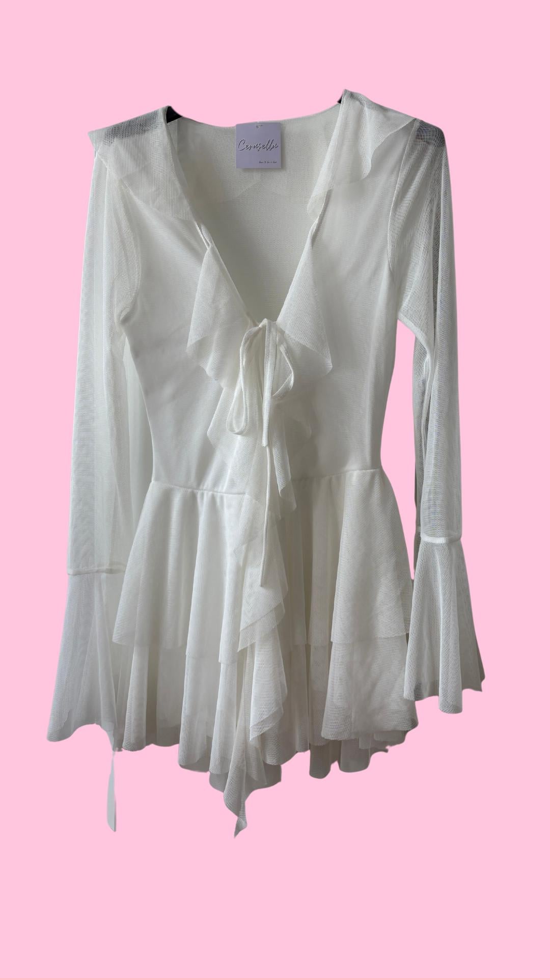 Whimsical Ruffle Mesh Dress – Made in Italy – One Size Fits Up to EU 42 – Available in Yellow, Violet & Mint Green