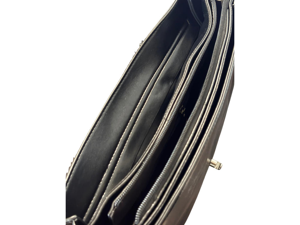 Faux Leather Handbag with Braided Handle & Crossbody Strap