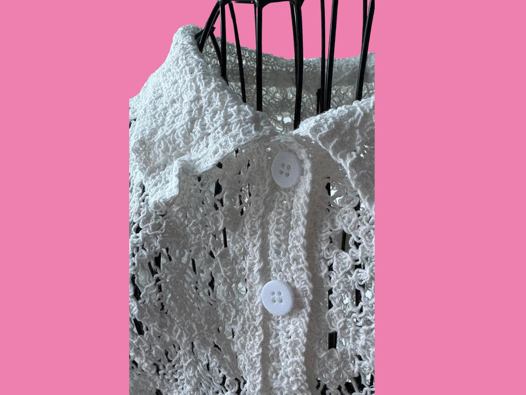 Romantic Crochet-Style Summer Shirt – One Size (EU 40 Max) | White or Cream