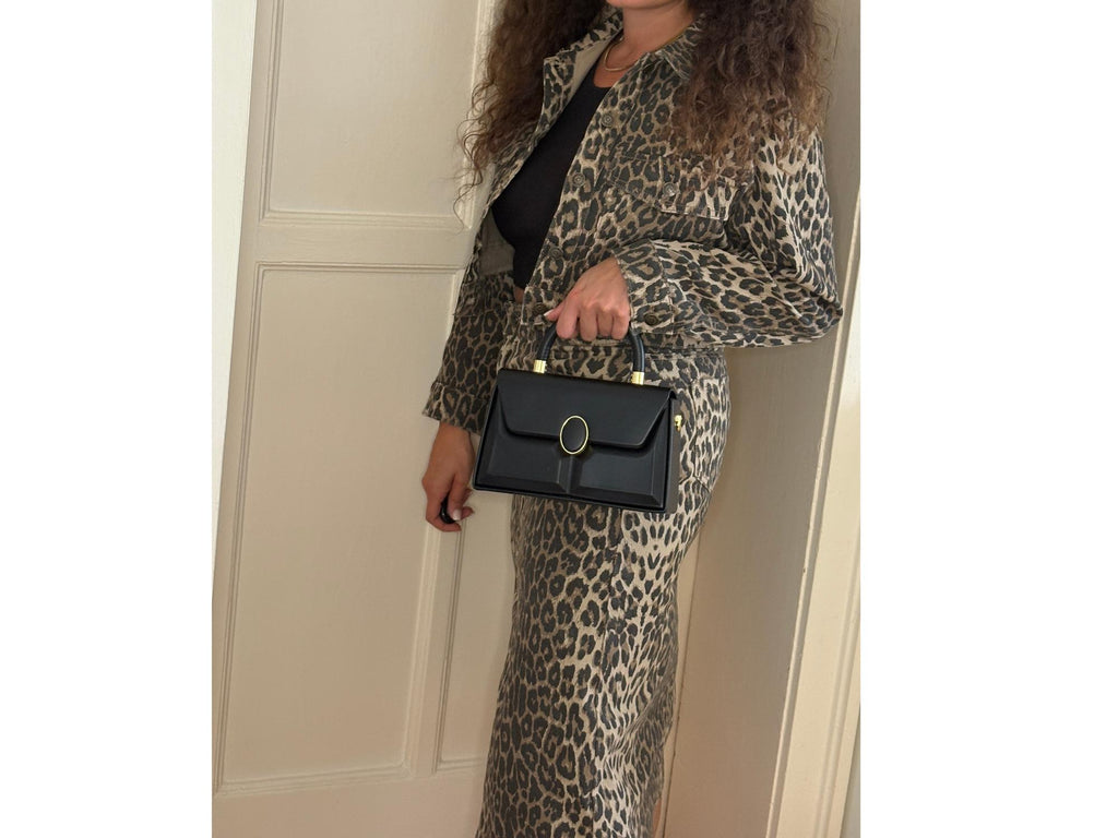 Leopard Print Denim Skirt