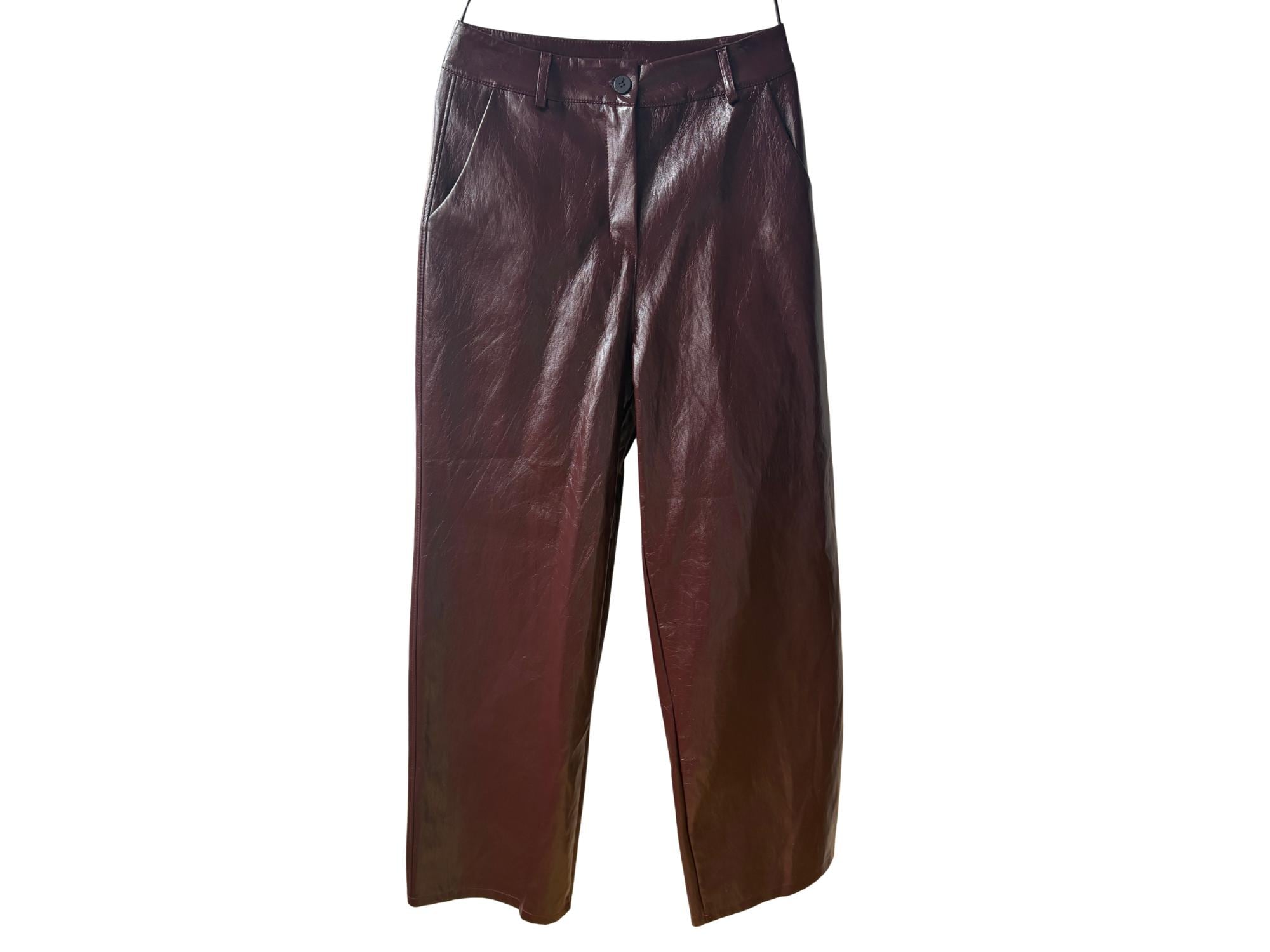 Made in Italy Vinyl Straight Pants – Black, Brown & Wine
