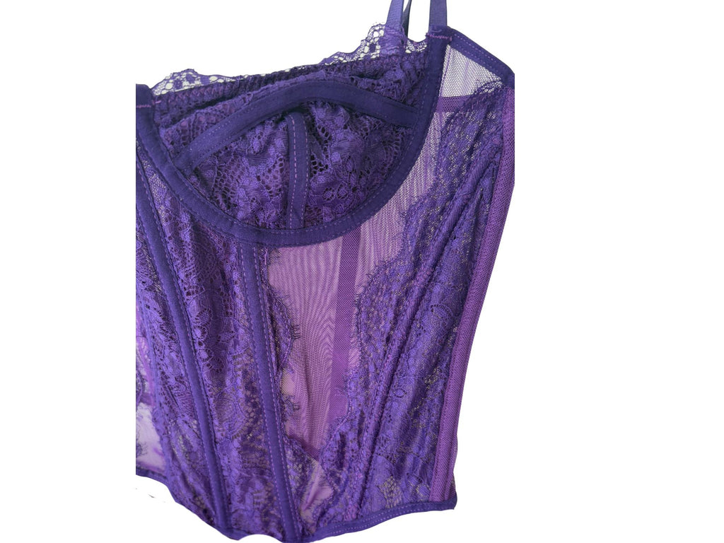 SAMIRA CORSET -Lace Corset Top – Dark Green, Purple & Tobacco