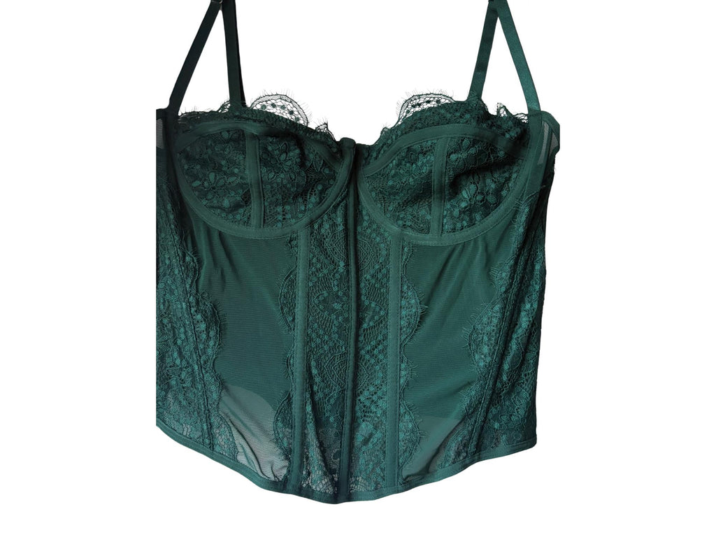 SAMIRA CORSET -Lace Corset Top – Dark Green, Purple & Tobacco