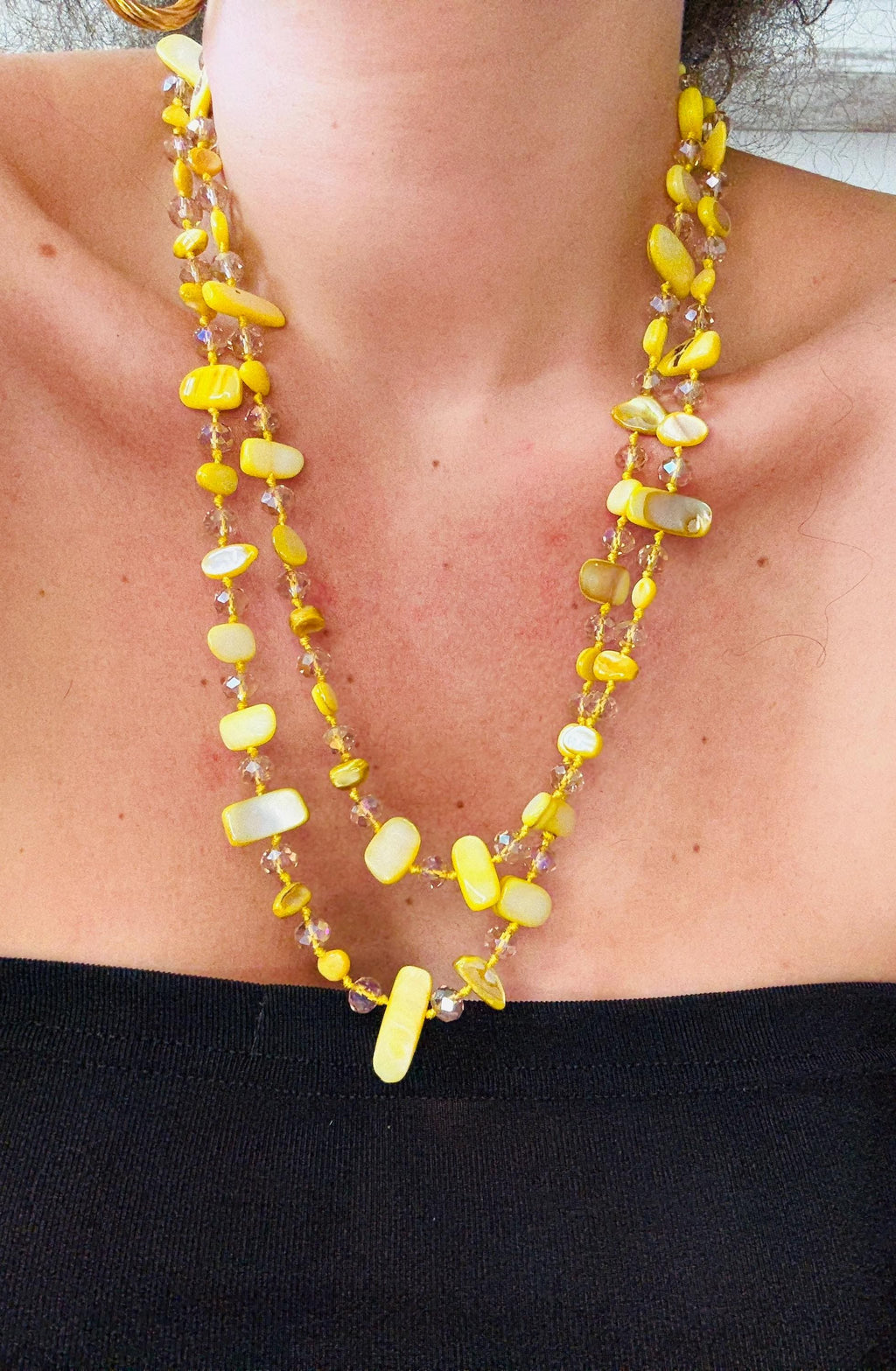 Handmade Mother of Pearl & Glass Bead Multi-Way Necklace - 62.5cm