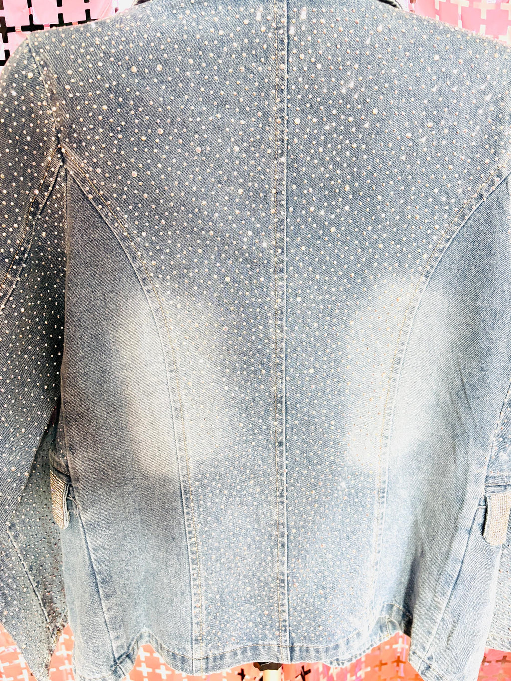 Oversized Rhinestone Denim Jacket – One Size Fits All | Statement Sparkle