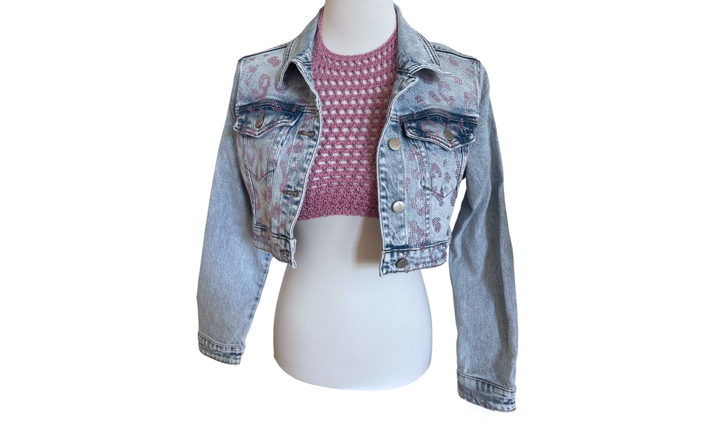 Sparkle Leopard Denim Jacket ✨🐆