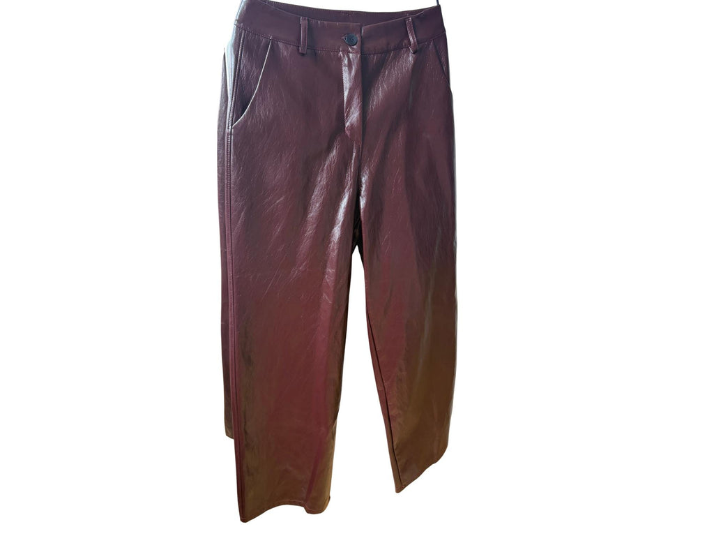 Made in Italy Vinyl Straight Pants – Black, Brown & Wine