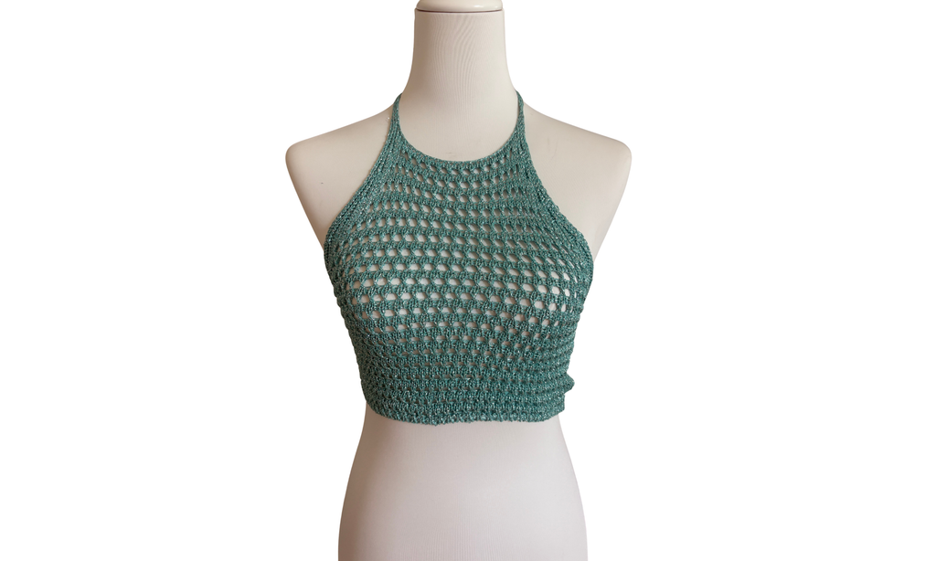 Laminated Shimmer Halter Top 🪩💕