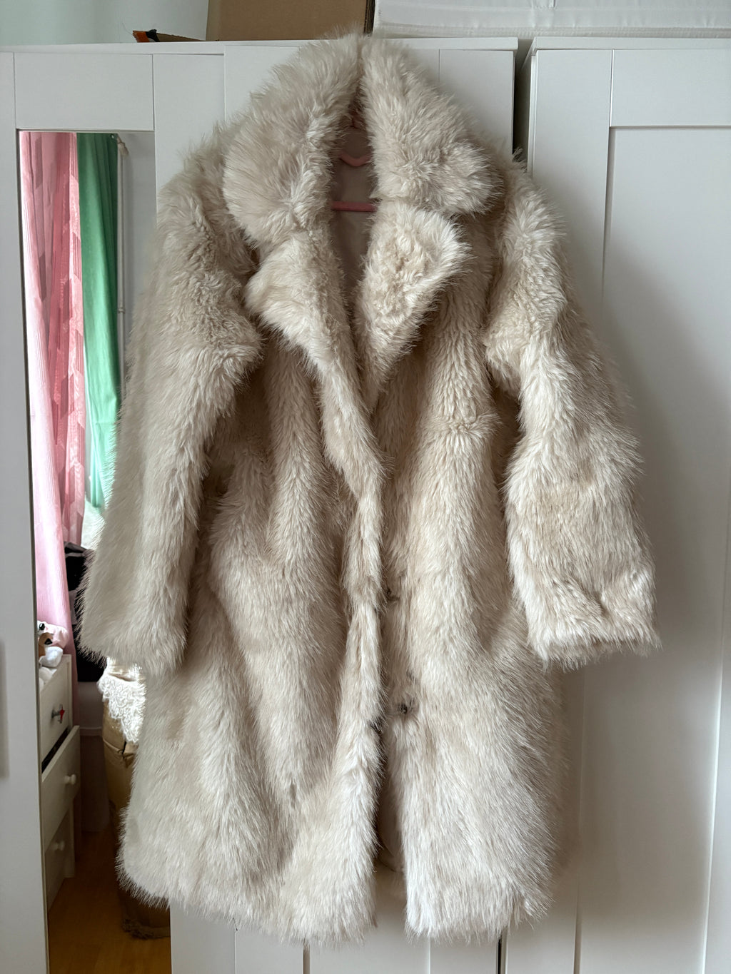 Fake fur long coat