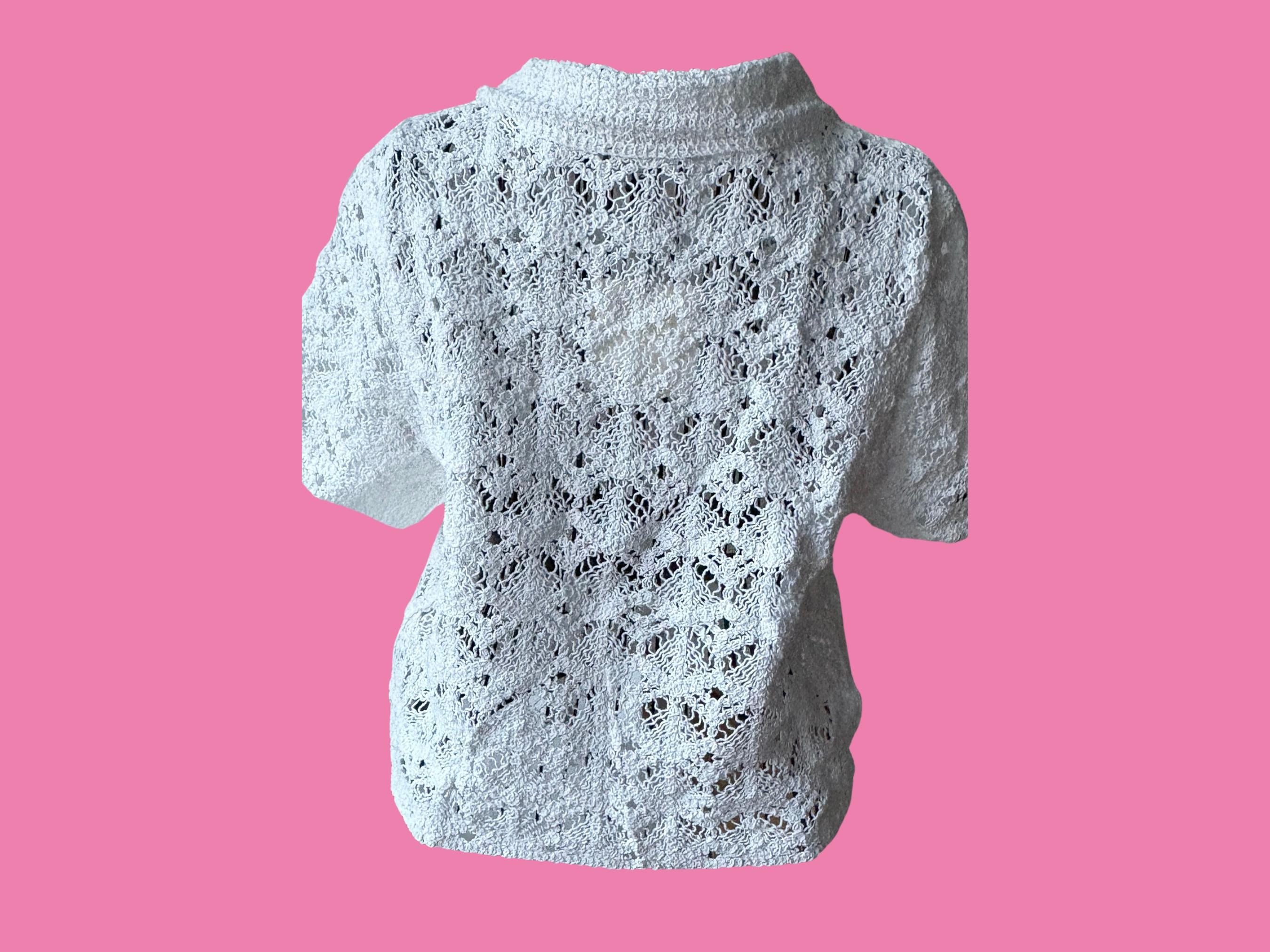 Romantic Crochet-Style Summer Shirt – One Size (EU 40 Max) | White or Cream