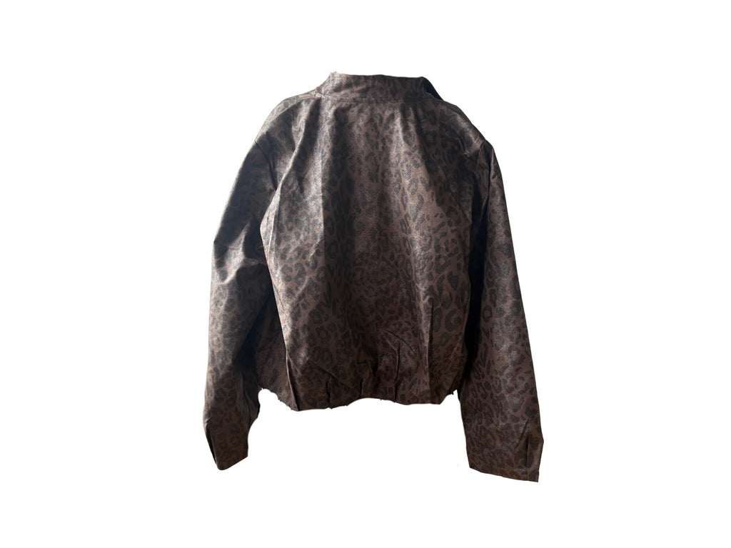 Faux Leather Leopard Print Jacket – One Size