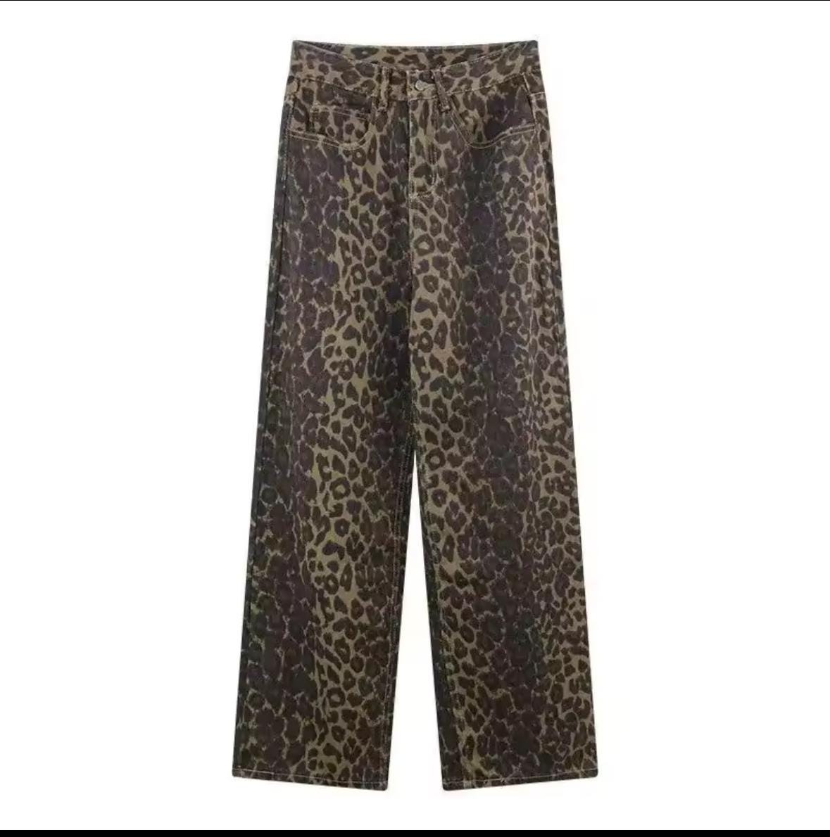 Leopard Print Denim Pants – XS to L