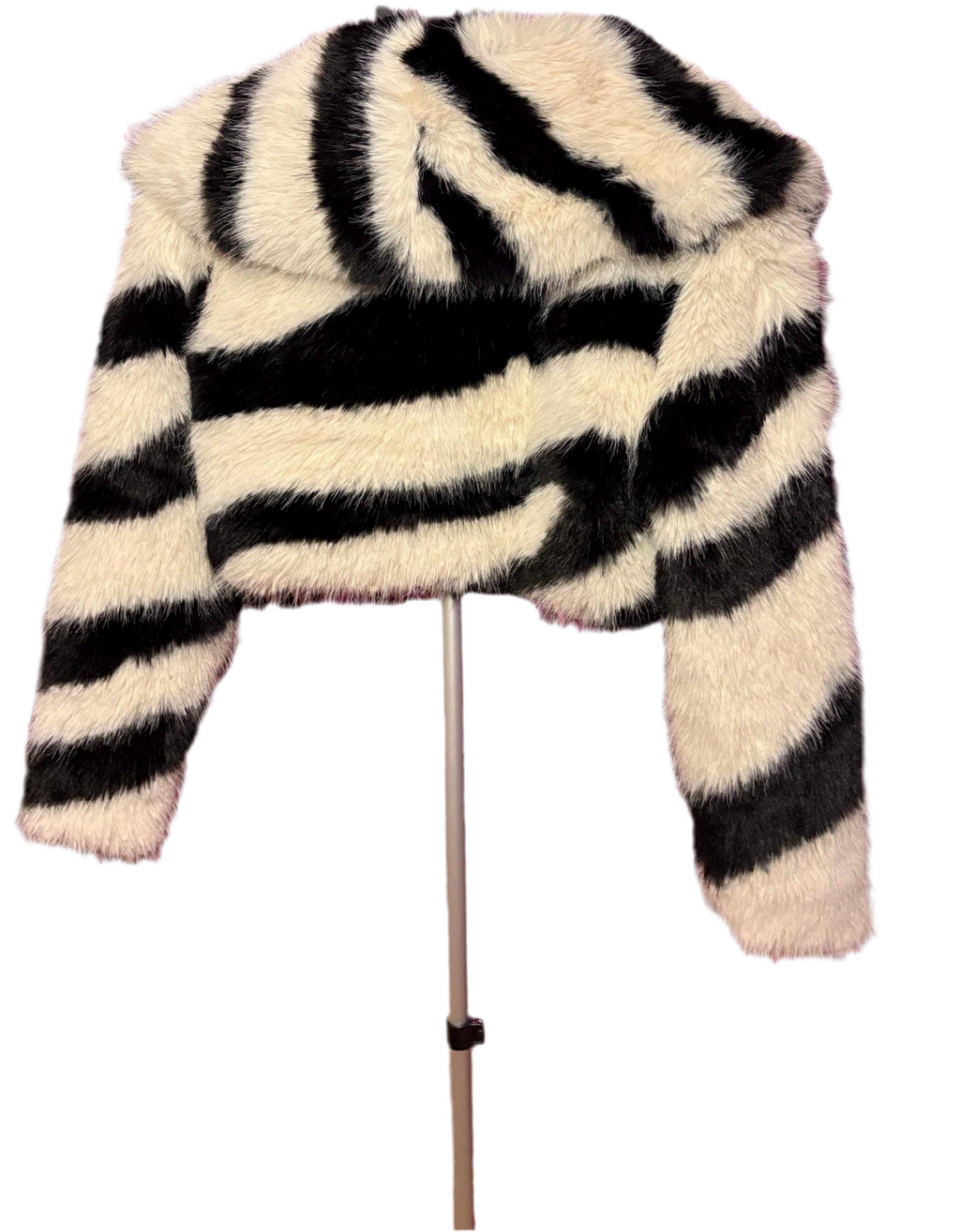 Fake Fur Cropped Blazer Zebra Printed
