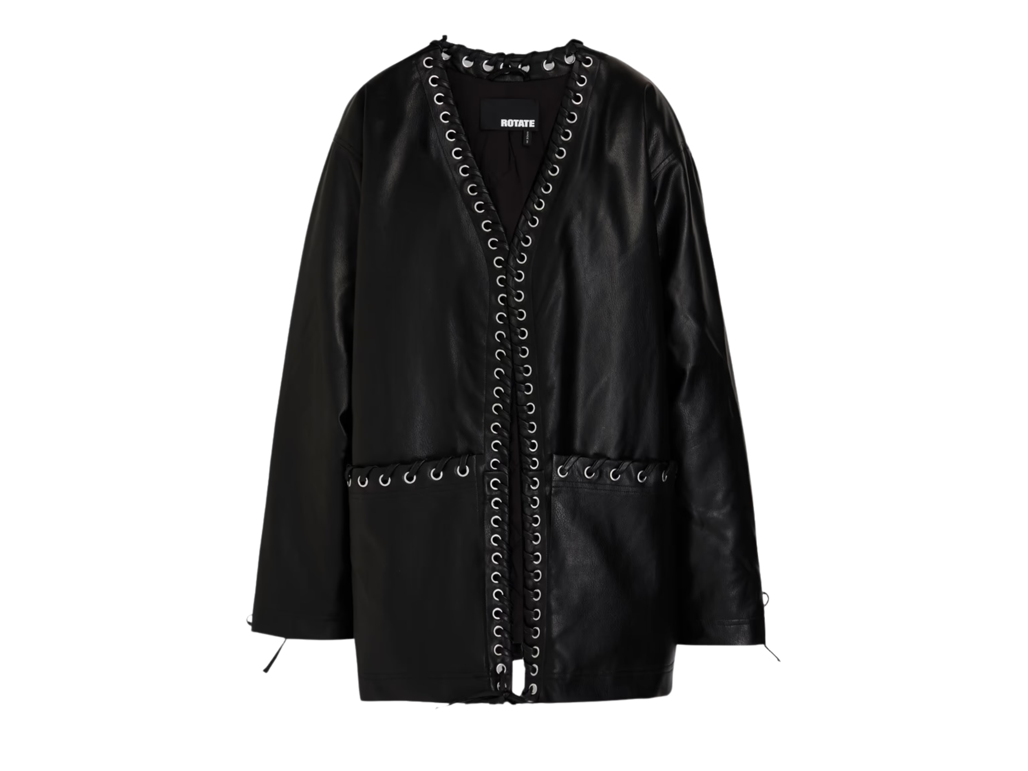 Faux Leather Eyelet Detail Jacket